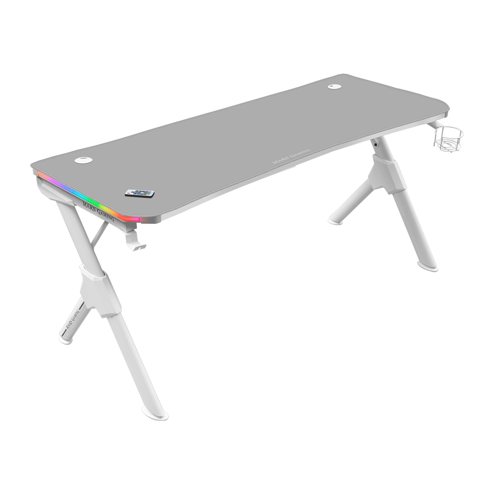 MARSGAMING Mars Gaming MGD140RGBW Weiß, RGB Gaming Tisch 140cm, Extra Ständer, Total Mousepad