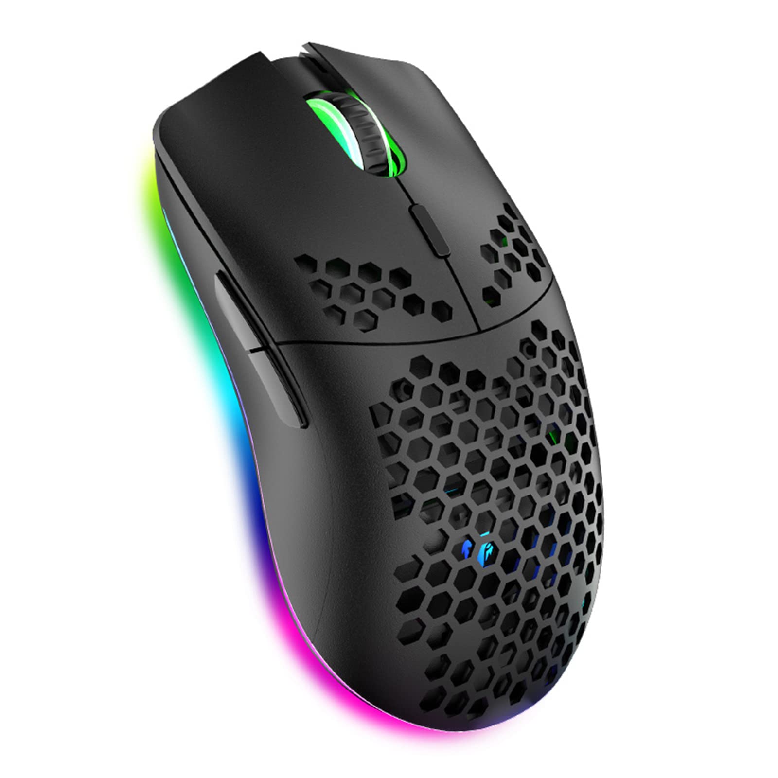 Kabellose Gaming-Maus mit Wabenhülle, 11 RGB-Chroma-Hintergrundbeleuchtung, 3400 DPI, 6 programmierte Tasten, USB-Empfänger, energiesparend, kabellose Maus für PC/Mac/Computer