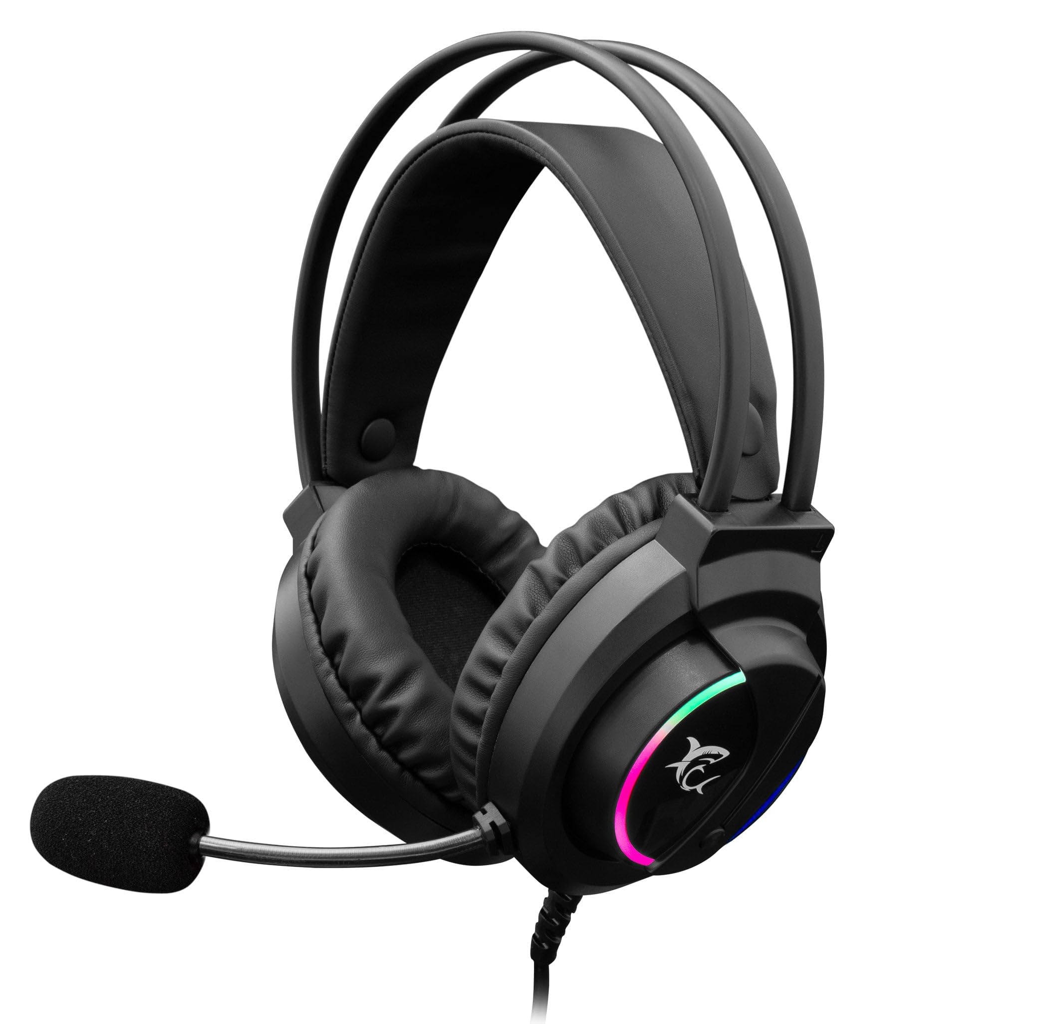 WOLF WITHE SHARK Gaming Headset mit Mikrofon LED USB Ø50mm für Windows-Mac-PS4 USB Kabel 2M