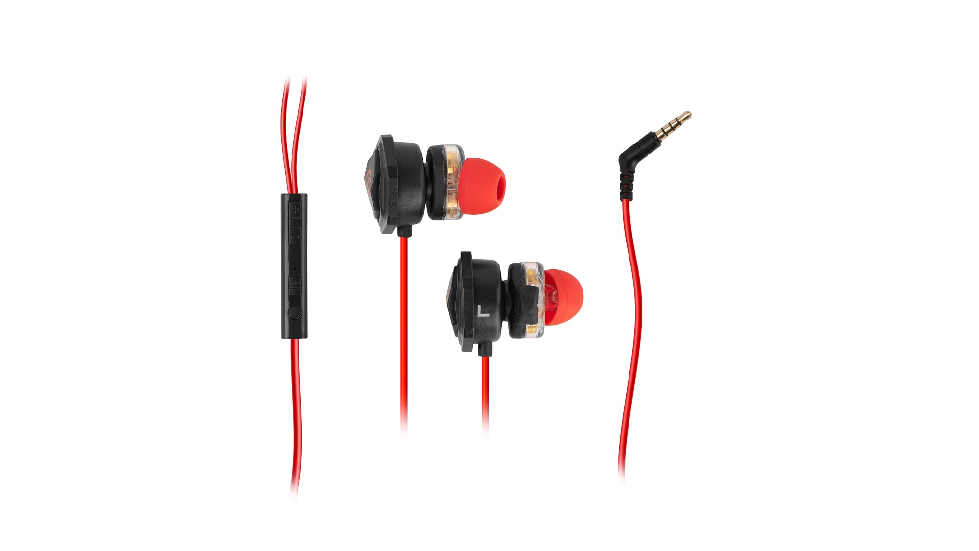 Ozone In-Ear Gaming Heat X30 Kopfhörer -OZHEATX30 - Stereo-Sound-Kopfhörer, integriertes Mikrofon, Fernbedienung, Freisprechanrufe empfangen, abnehmbares Gaming-Mikrofon, Schwarz