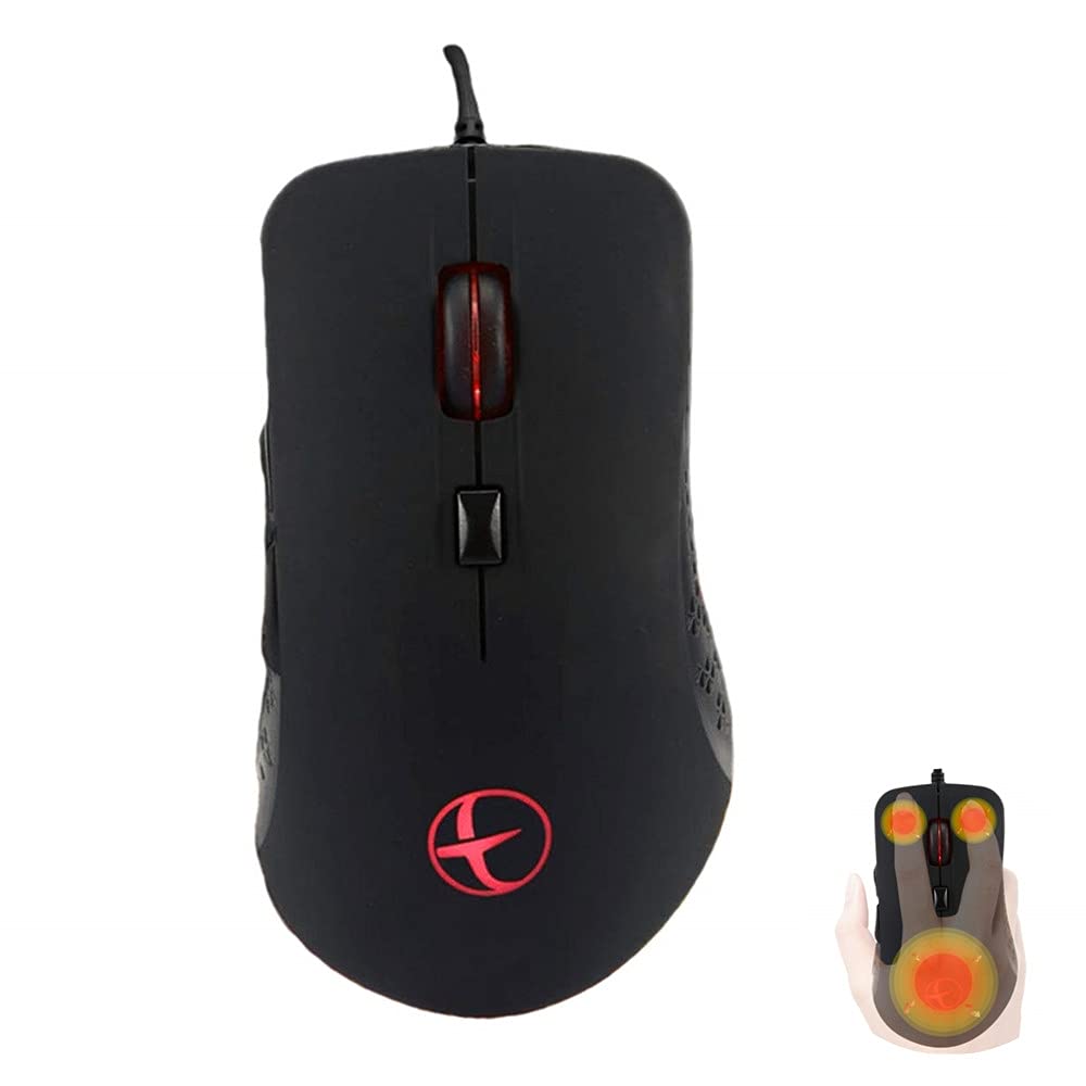 Mit beheizter Maus, kabelgebundene Gaming-Maus, ergonomisches Design, 6 programmierbare Tasten, 2400 Dpi, geeignet für Windows-Computerspiele, Schwarz