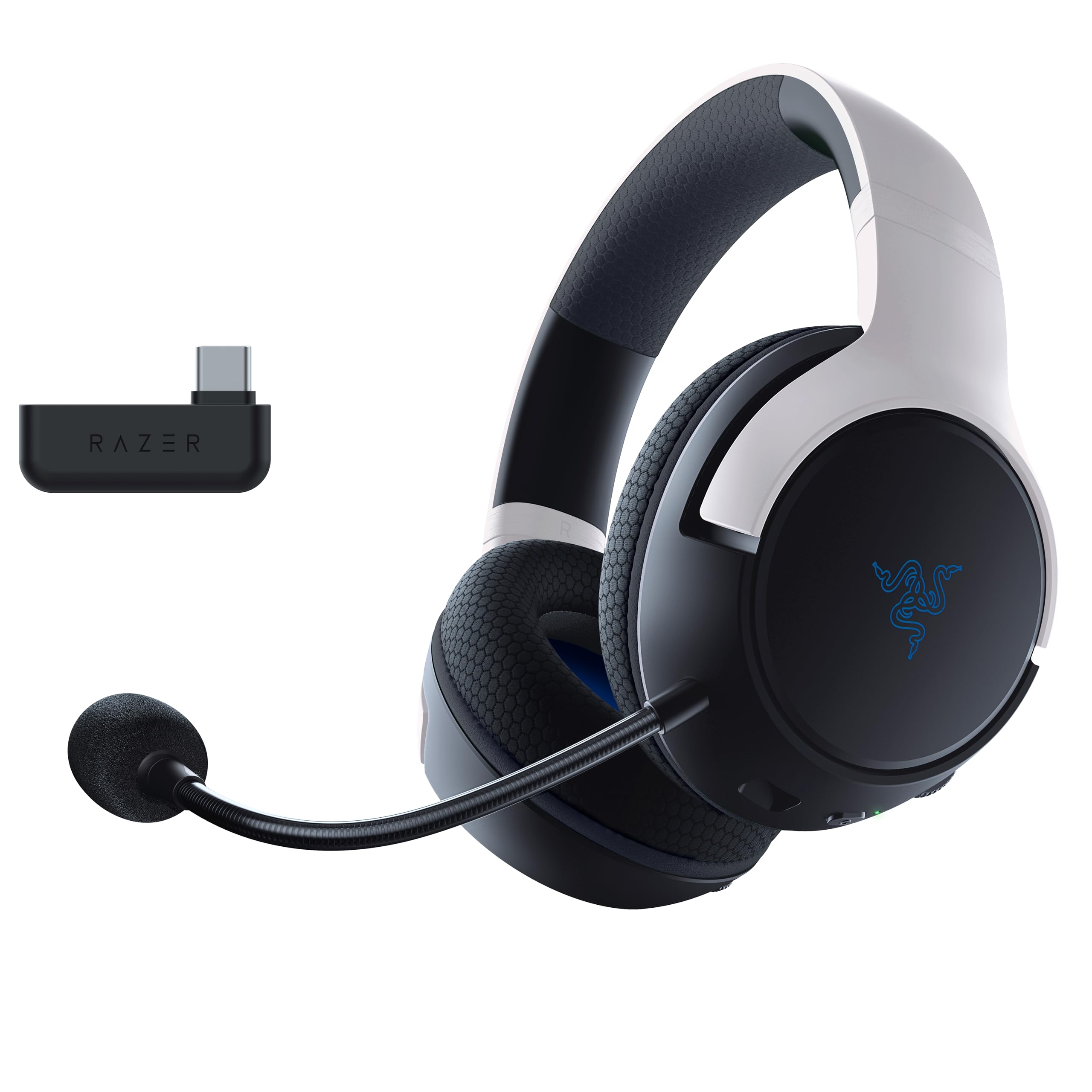 Razer Kaira für PlayStation - Kabelloses Dual-Headset für PS5 (Triforce Titanium 50-mm-Treiber, HyperClear Mikrofon mit Nierencharakteristik, SmartSwitch, FlowKnit Memory Foam) Schwarz-Weiß