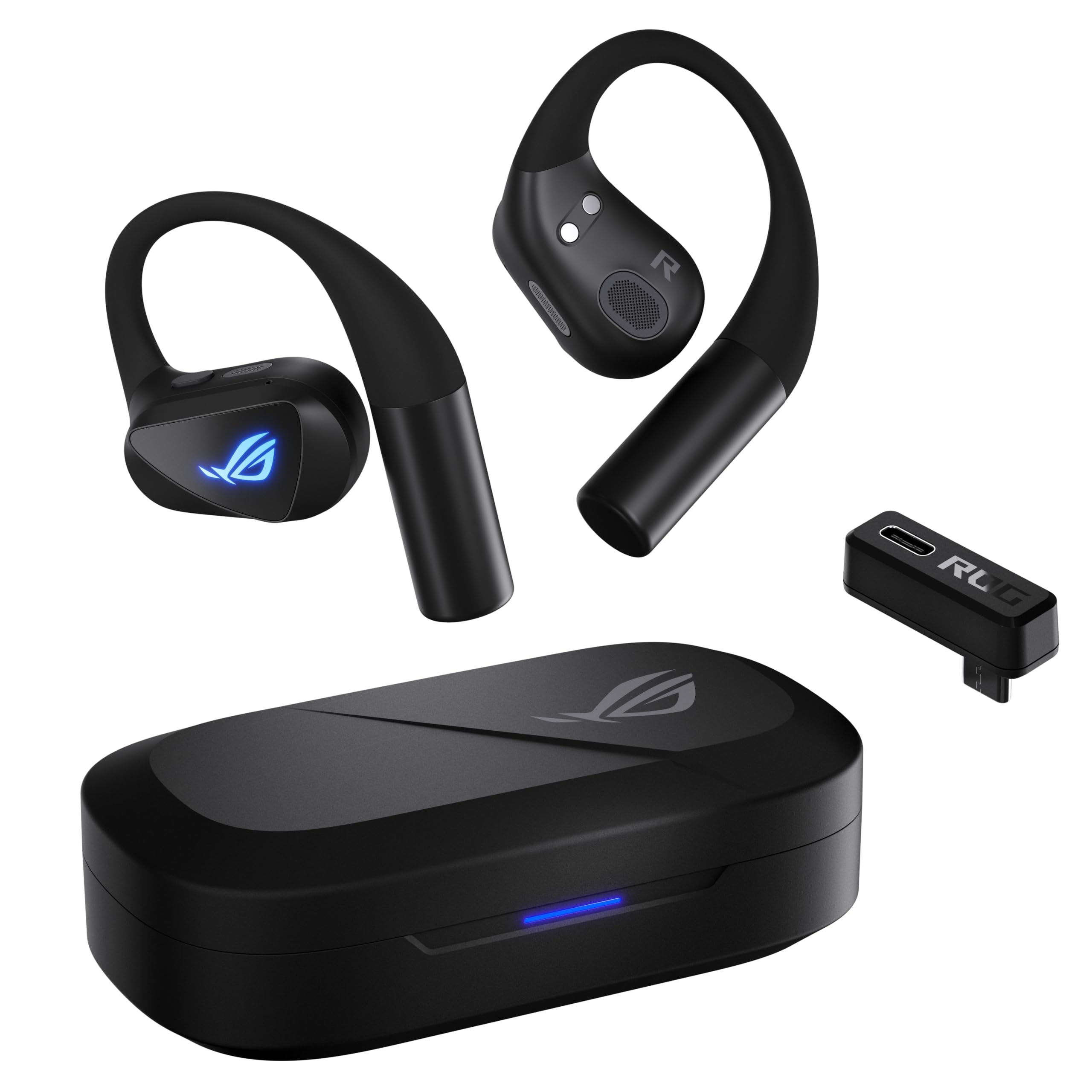 ASUS ROG Cetra Open Wireless Gaming-Headset (2,4 GHz und BT, ROG SpeedNova, 14,2 mm DLC-beschichtete Membrantreiber, IA-Geräuschunterdrückung, 16 Stunden Wiedergabe, IPX5), Schwarz