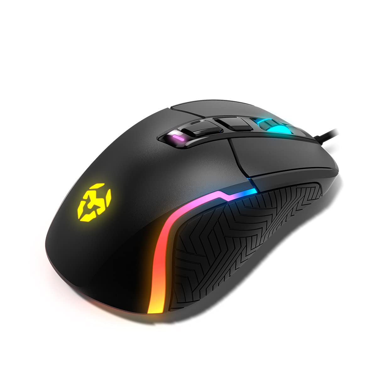 KROM KICK - Gaming-Maus, RGB Rainbow, PixArt 3327 optischer Sensor bis zu 12000 DPI, 6 DPI-Stufen (800-6200), erweiterte Software, schwarz
