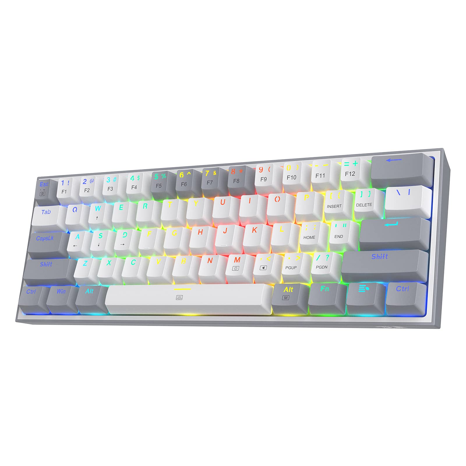 Redragon K617 60% QWERTY RGB-Gaming-Tastatur, 61 Tasten Kompakte Mechanische Tastatur