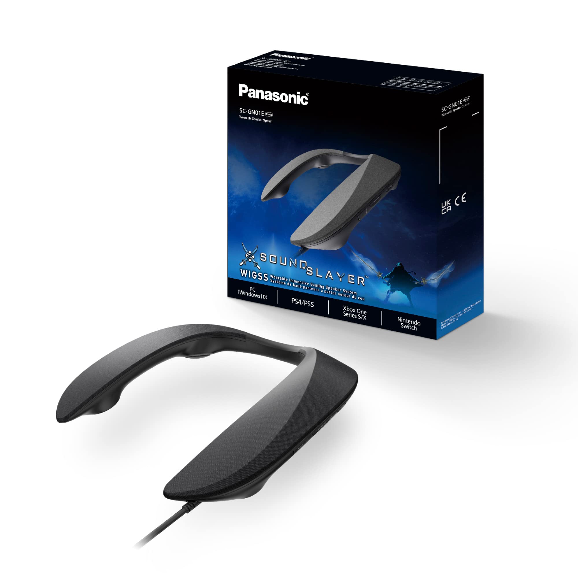 Panasonic SC-GN01 Gaming Nacken-Lautsprecher (eingebautes Mikrofon, USB, leicht, auch perfekt für Home Office) schwarz