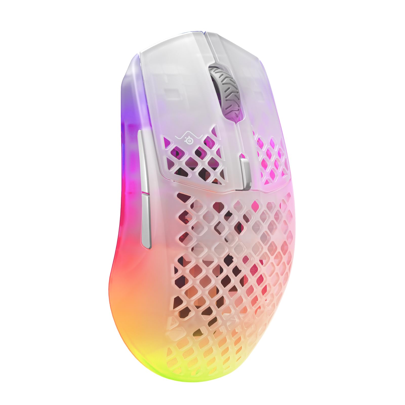SteelSeries Aerox 3 Wireless - RGB Gaming Maus mit Öffnungen in der Oberfläche - Federleichtes, wasserabweisendes Design - Optischer TrueMove Air-Sensor mit 18.000 DPI - Ghost