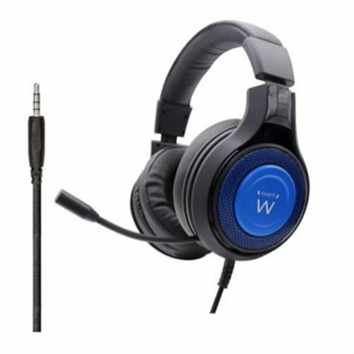 Ewent PL3322|Gaming Headset mit flexiblem Mikrofon|Mit 3,5 mm Klinke|Kabelgebunden mit 50mm Treiber|Lang 1,5 M|Gaming Headset für PS4-PS5/Xbox One-Xbox X|Schwarz,Blau