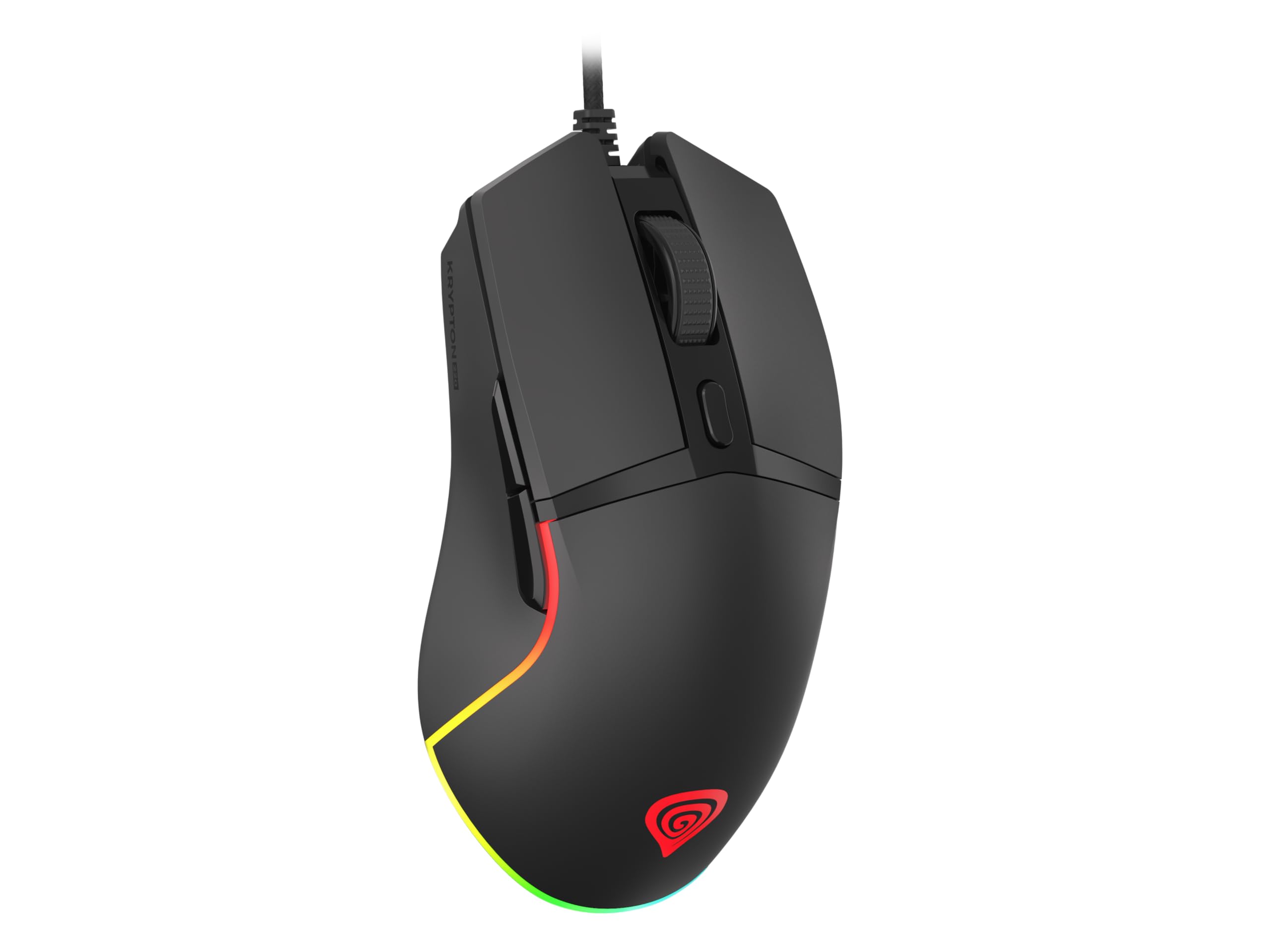 Genesis Krypton 220 Gaming Maus kabelgebunden, RGB Maus mit 6400 DPI, 6 programmierbare Tasten, optischer Sensor, internes Speicherprofil, ergonomische Gamer Maus für PC und Laptop, USB, schwarz