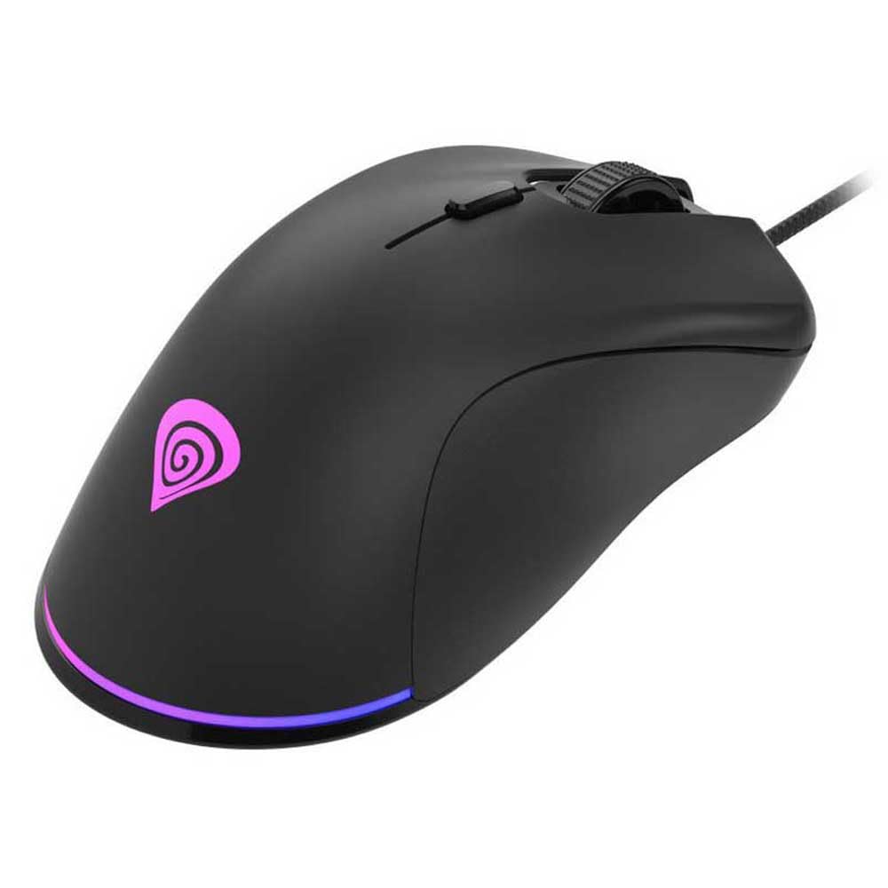 Genesis Krypton 200 Gaming-Maus kabelgebunden, leise Klicks, 6400 DPI, RGB PRISMO, 6 programmierbare Tasten, 1000 Hz, 77 g, ergonomische USB Maus mit Makros, internem Speicher und Teflon-Gleitfüßen