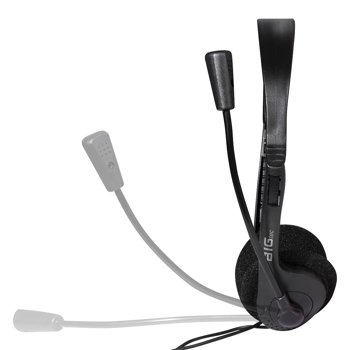 BIGtec Headset PC mit Mikrofon Stereo 1 x Klinke 3,5mm Anschluß, leicht, verstellbar, Flexibler Mikro Arm, Lautstärkeregler, 1,8m Kabel Computer Notebook Laptop Gaming Büro Home Office