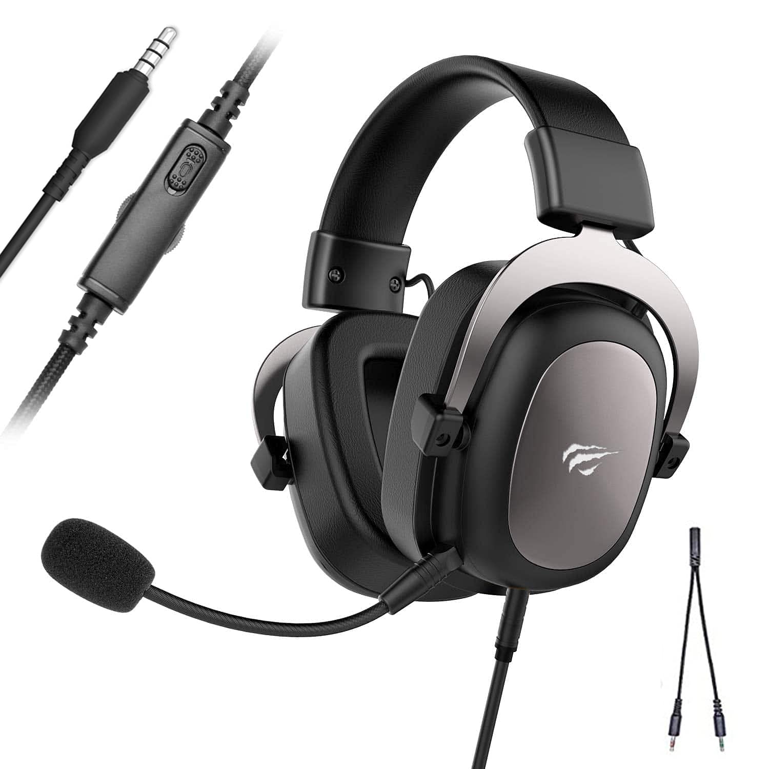 havit Gaming-Kopfhörer Stereo-Metallic-Eingang 3,5 mm für PS4 HV-H2002D Schwarz, Universale