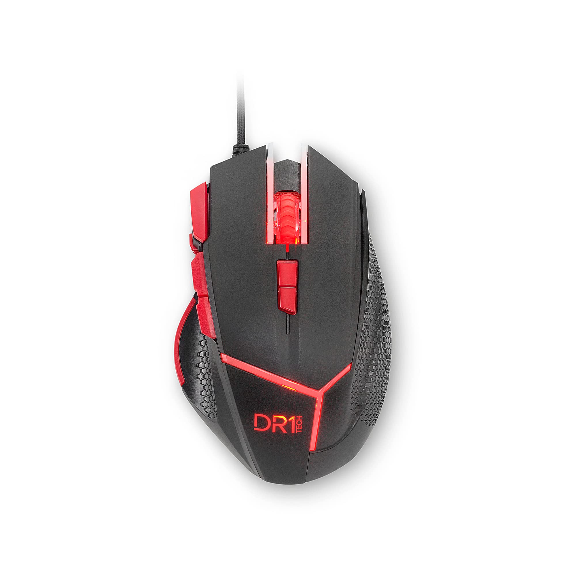 [Amazon Exclusive] DR1TECH Hunter Professional Gaming Maus Mit Kabel [5 Auswechselbare Gewichte + Triple FIRE] - 9 Tasten Für Bis Zu 4200 DPI - Ergonomische Gaming Maus Für PC/PS4/XBOX