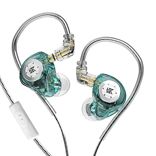 CCA KZ EDX Pro In-Ear-Monitor-Kopfhörer, kabelgebunden, IEM-Kopfhörer, Dual-DD, HiFi-Stereo-Sound, Geräuschunterdrückung, mit Mikrofon, Cyan