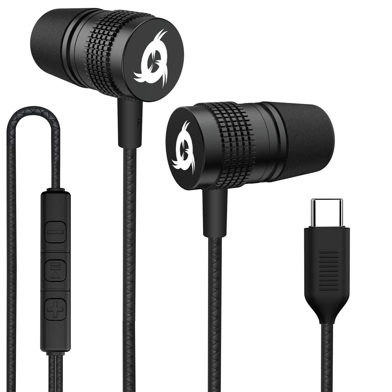 KLIM F1 USB C Kopfhörer Mit Mikrofon - Exzellente Audioqualität, Langlebig, Kabelgebunden, Memory-Schaumstoff-Ohrstöpsel - NEU 2022