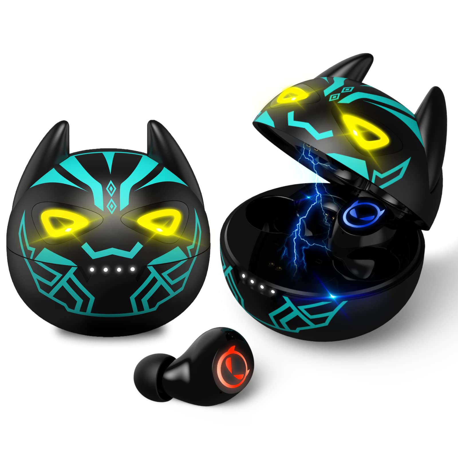 Bluetooth Headphones in Ear, Cute Wireless with Microphone and Charging Case, 32H Playtime IPX5 Waterproof Stereo Sound Earphones Dual Modes Low Latency Gaming Headphones for iPhone