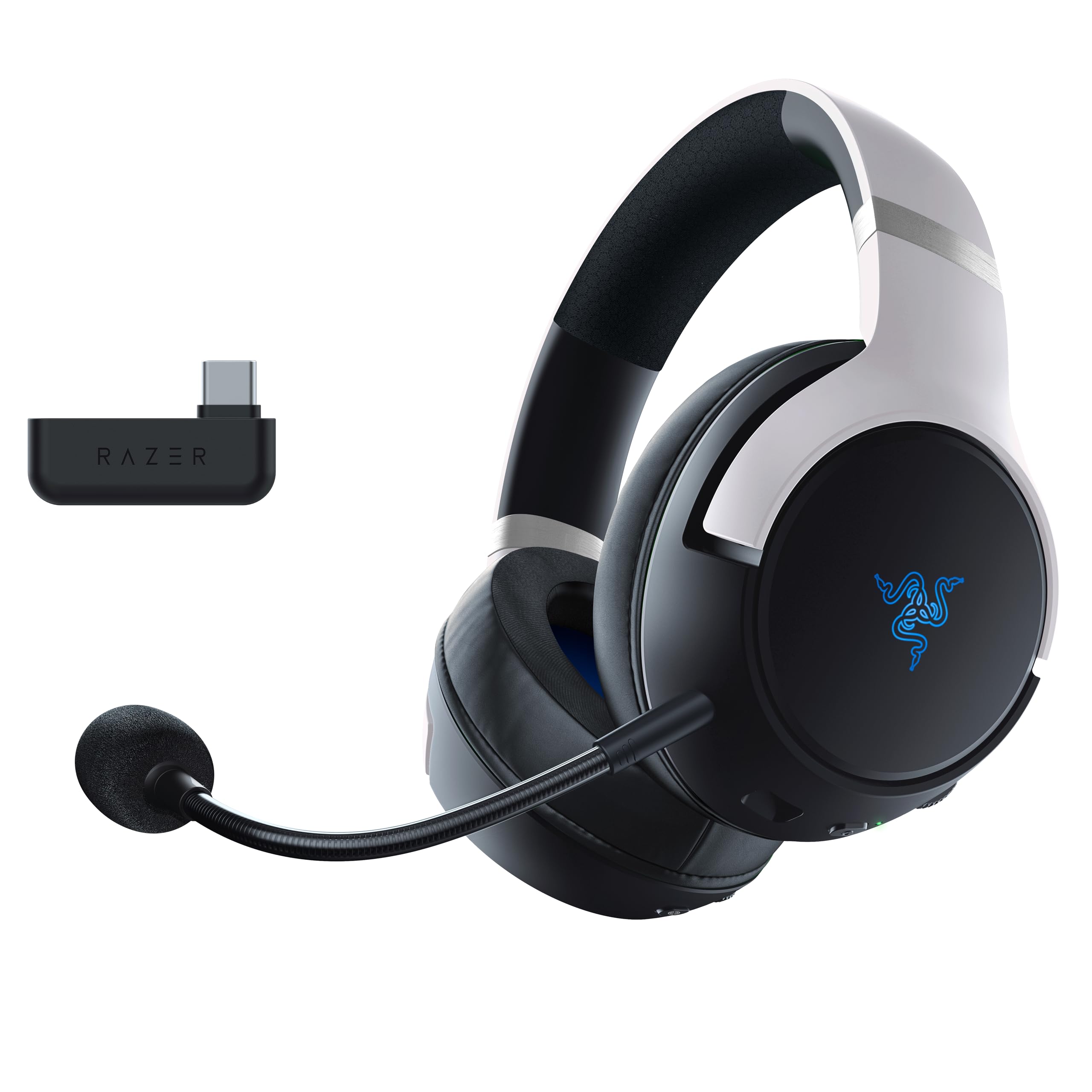Razer Kaira Pro - Dual Wireless PlayStation 5 Headset mit Haptik HyperSense, 50 mm-Treiber, Hyperclear Kardioiden-Mikrofon, Lautstärkeregler, SmartSwitch, RGB Chroma Schwarz-Weiß
