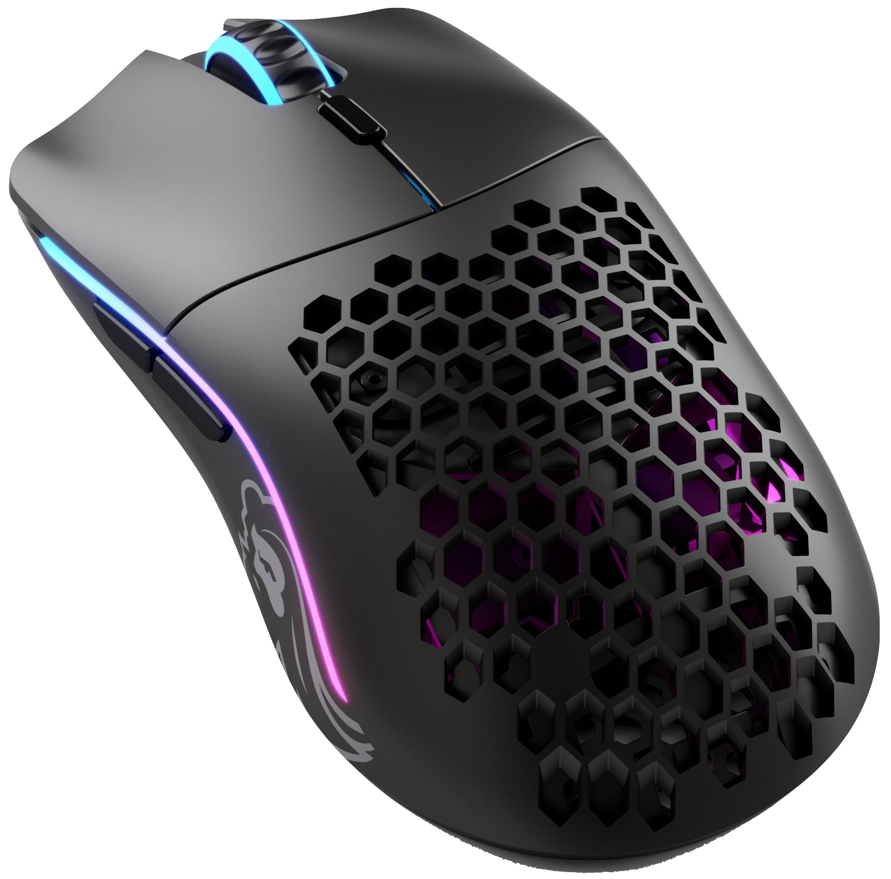 Glorious Gaming Model O- (Petite) Wireless Souris de jeu sans fil - Superlégère, conception nid d’abeille 65 g, RGB, ambidextre, sans fil 2,4 GHz sans latence, jusqu’à 71 h de batterie - Noir mat