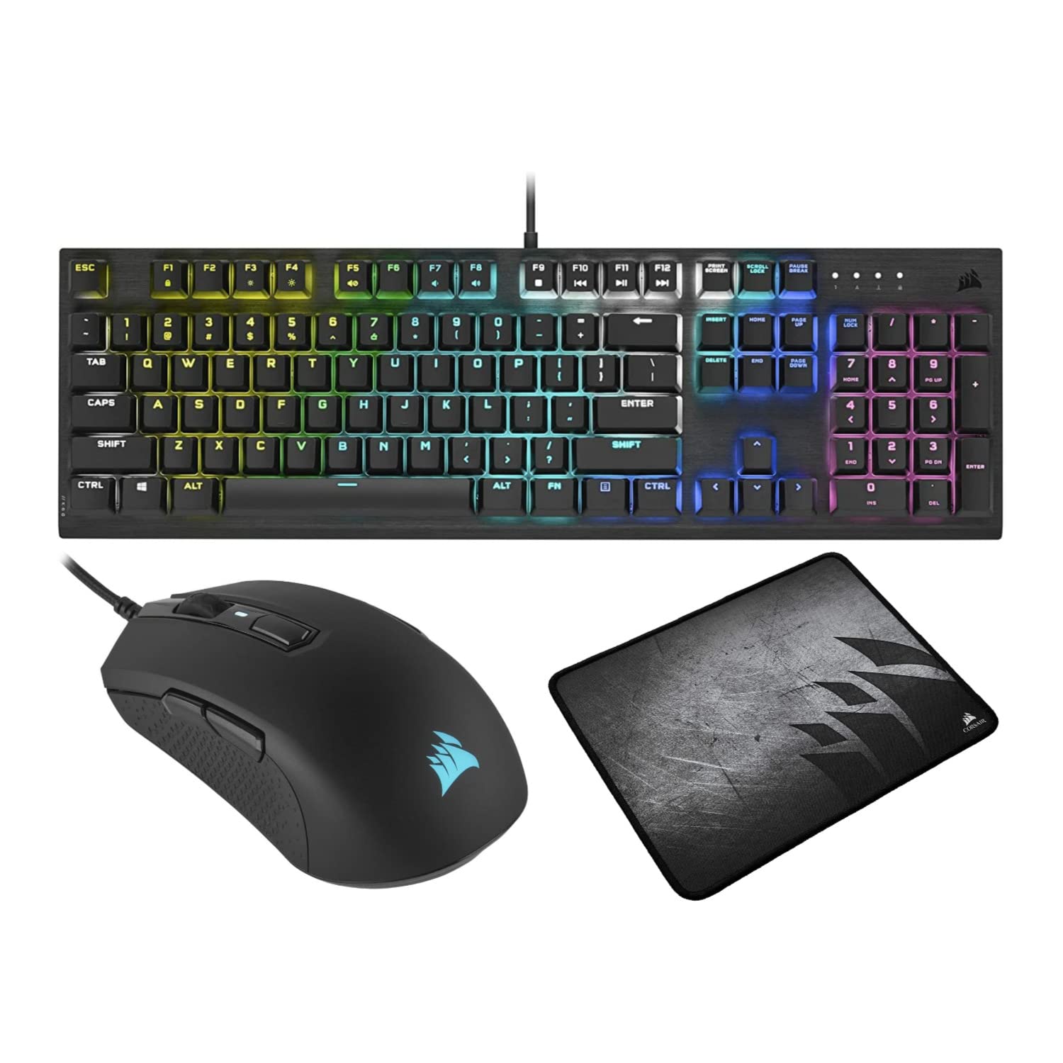 CORSAIR K60 RGB PRO Kabelgebundene Gaming-Tastatur, PRO Gaming-Maus, Gaming-Mauspad Bundle