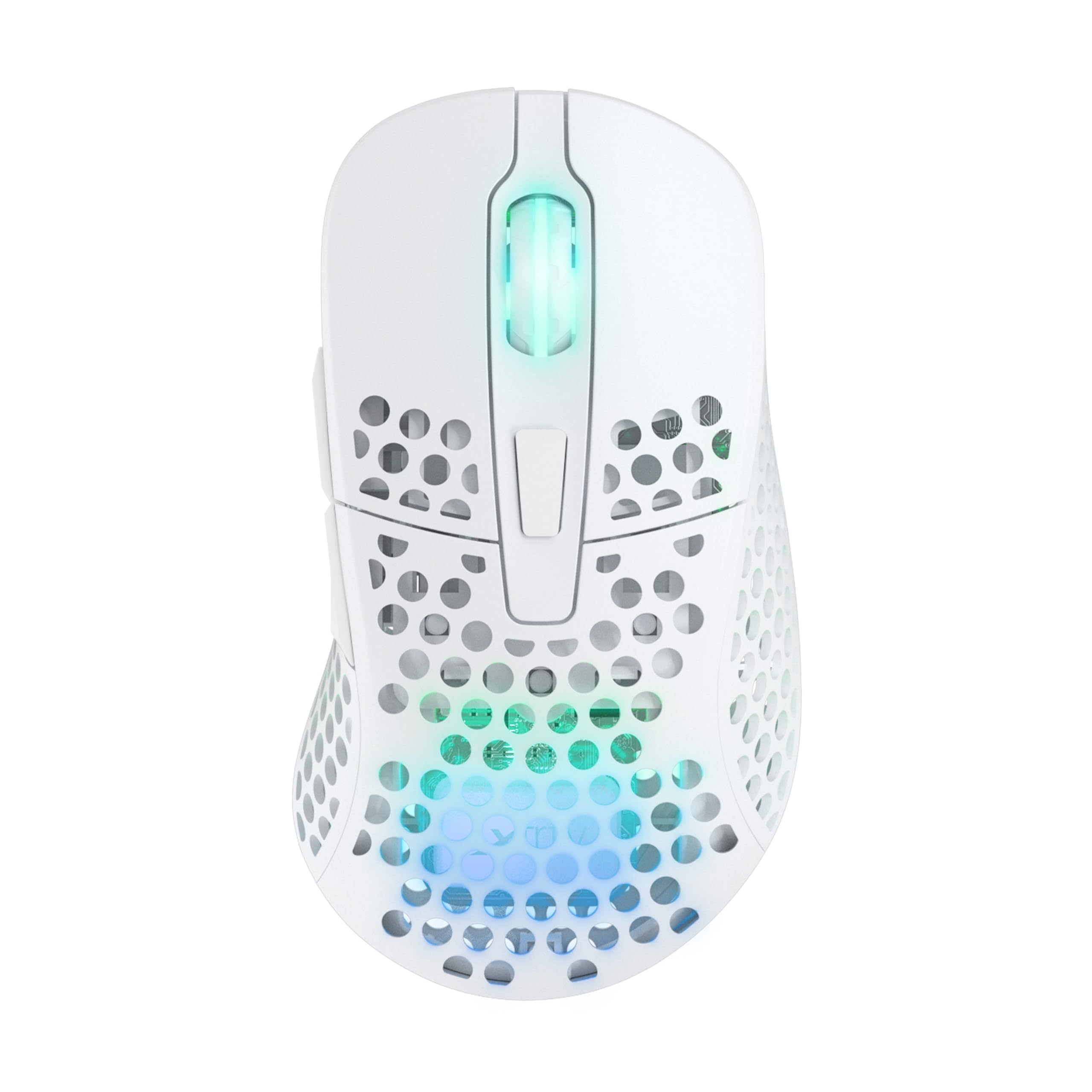 Xtrfy M4 Kabellose ultraleichte Gaming-Maus, RGB, verstellbare Form, 2,4 GHz, verzögerungsfrei, kabellos, 75 Stunden Akkulaufzeit, Weiß, M4W-RGB-White