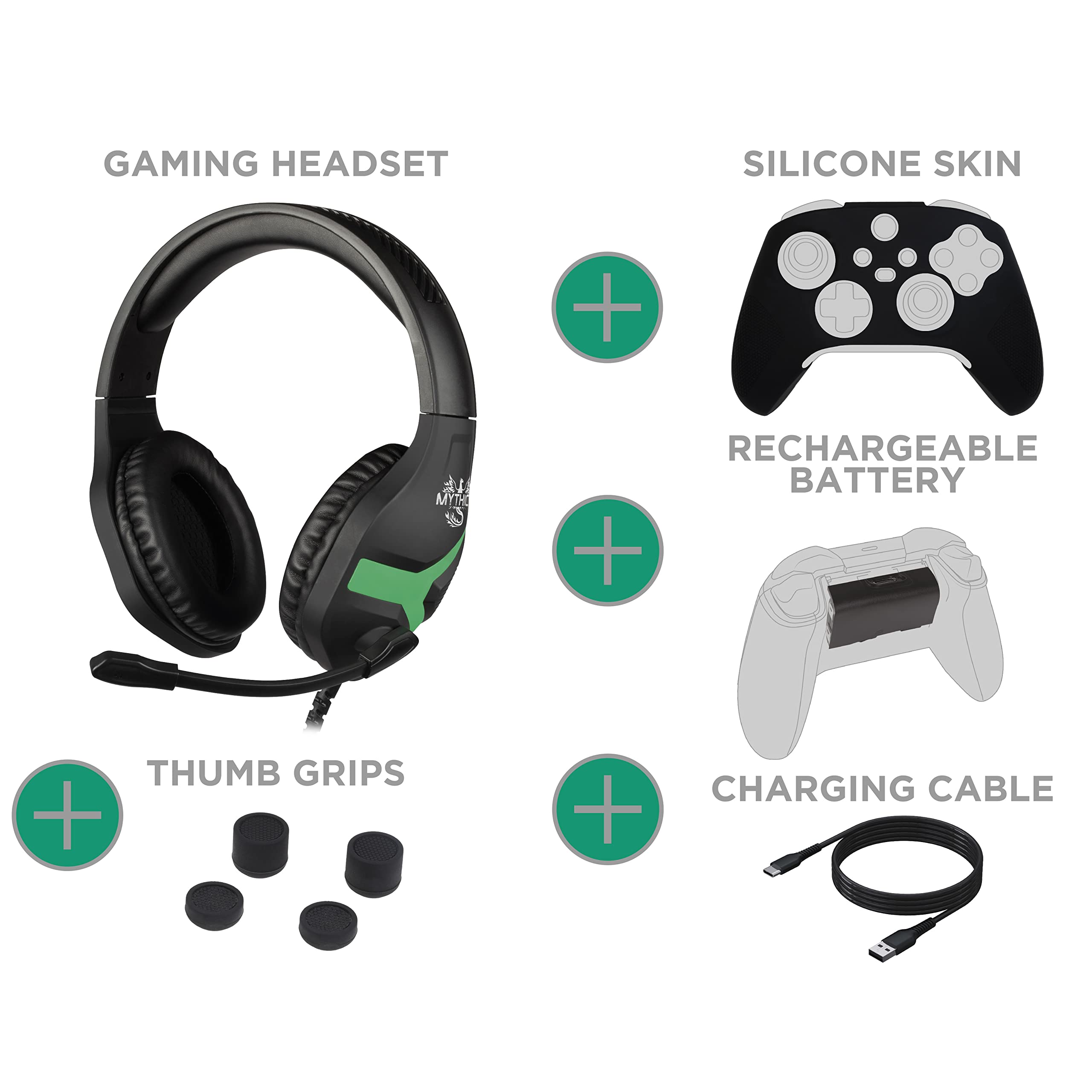 Konix Mythics Gaming-Zubehörpaket Chronos Xbox Series X|S - Headset - Batterie - Kabel - Schutzhülle - Daumenstützen