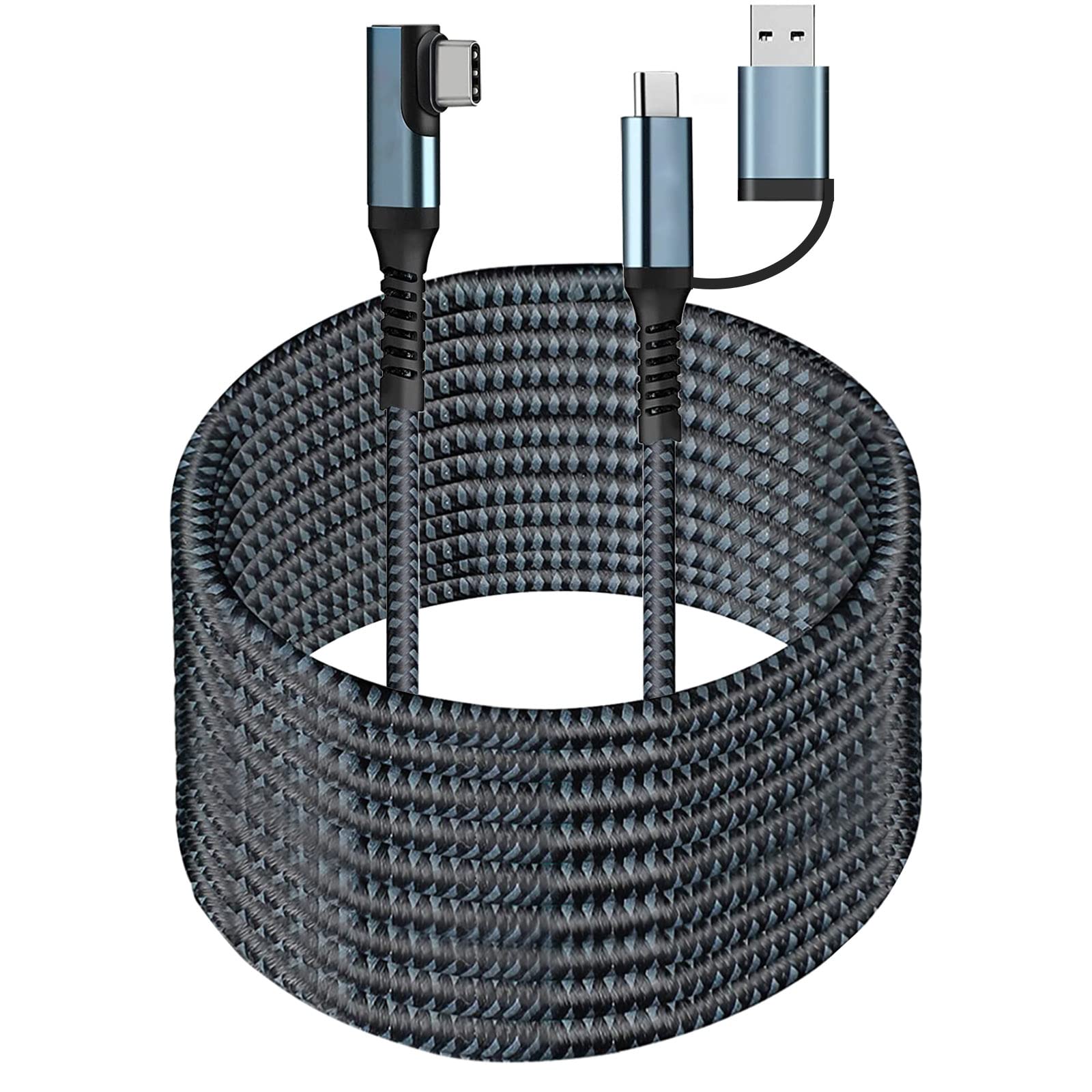 VR Link Kabel 6m kompatibel für Oculus Quest 2, USB 3.2 Typ C zu C 5Gbps Hochgeschwindigkeits Datenübertragung Schnellladekabel Kompatibel für Virtual Reality Headset und PC Gaming