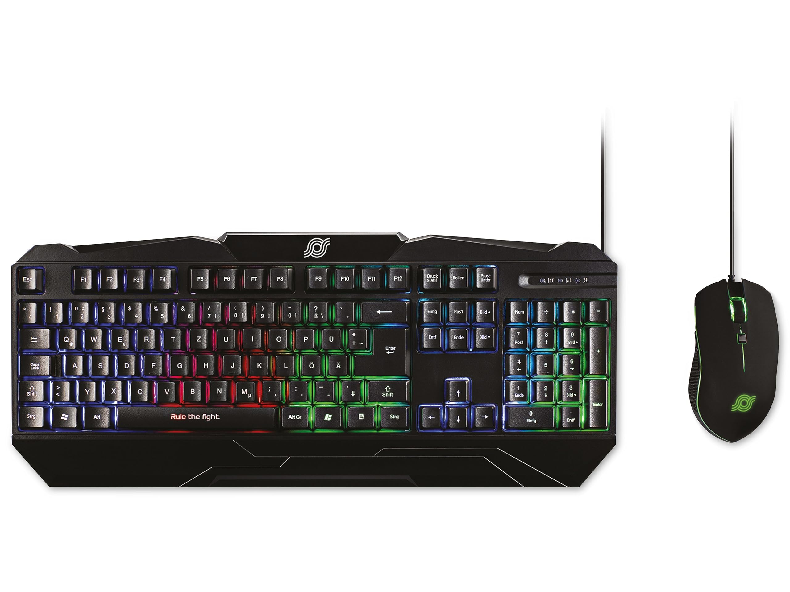 MediaRange Gaming Series Tastatur und optische 6 Tasten Gaming Maus Set, QWERTZ, schwarz