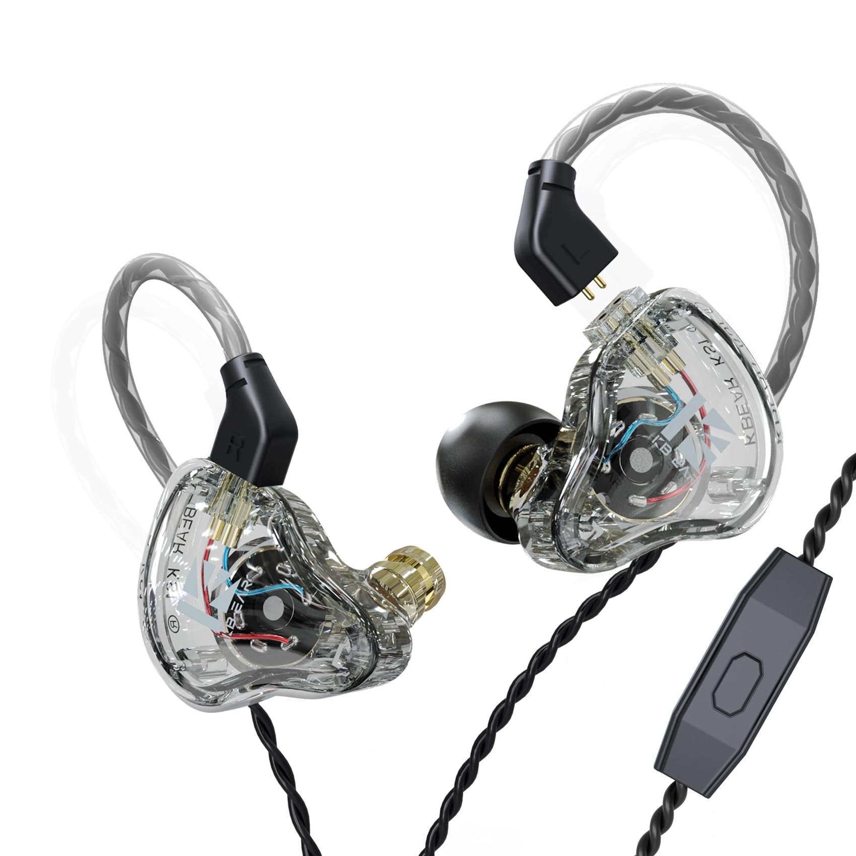 Yinyoo KBEAR KS1 Gaming Verdrahtete Ohrhörer Ausgezeichneter Bassklang mit Macht in Ohrmonitor, hochauflösender In-Ear-Kopfhörer-IEM-kompatibel mit Android-Telefon-PC, PS4, PS5, Xbox(mit MIC, Clear)