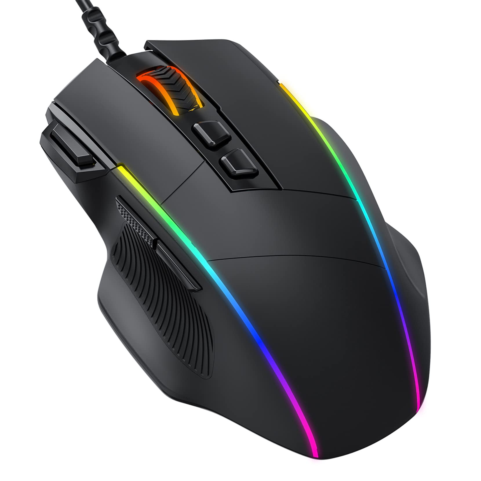 Gaming Maus, Gaming Mouse mit 8 Programmierbare Tasten und Einstellbar 8000 DPI, RGB Beleuchtung PC Maus mit Kabel,USB-Wired Mouse mit Feuertaste ergonomisches für MMO,FPS,MOBA,Windows,PC,Mac