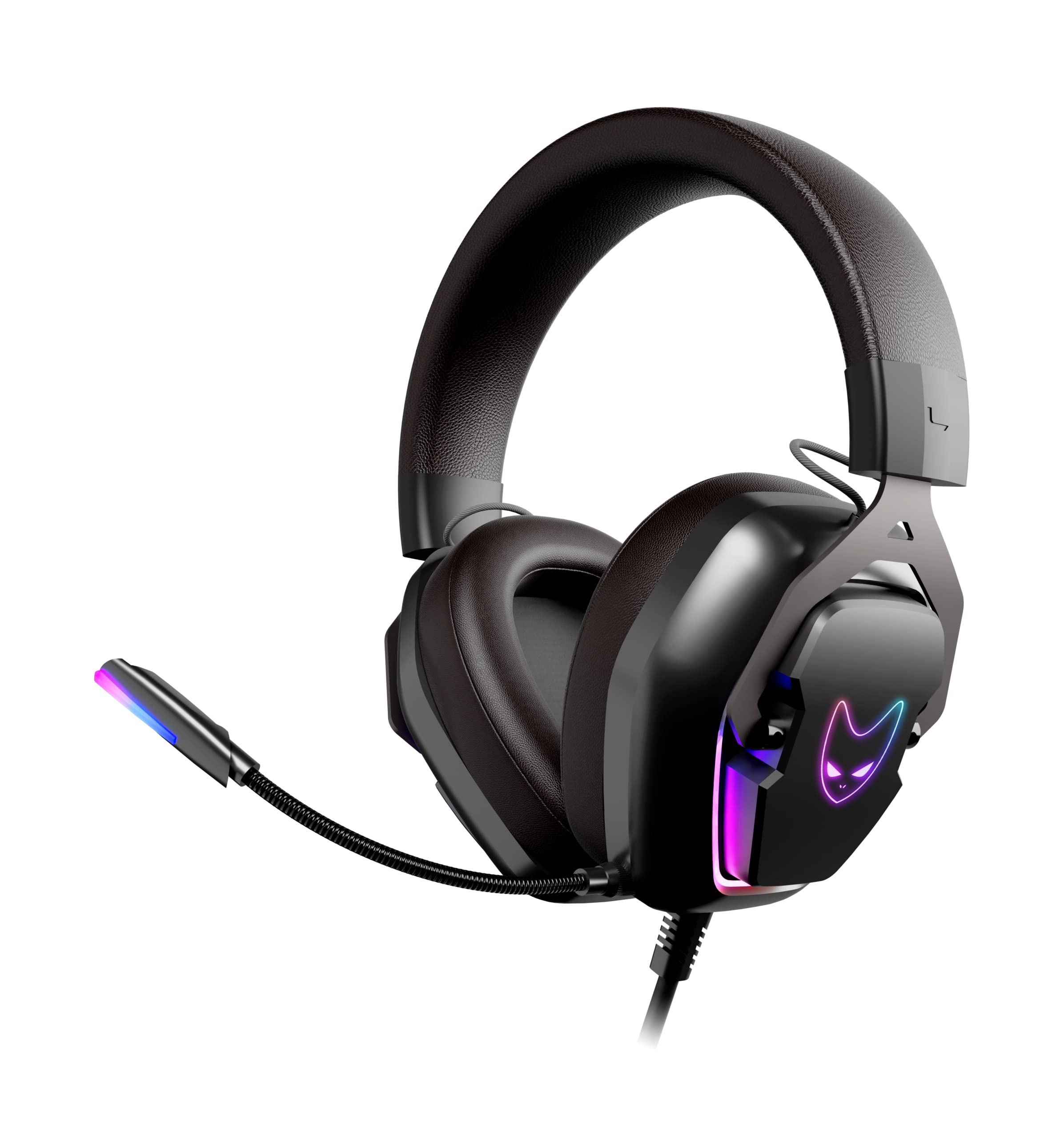 Oversteel - Phosphorus Gaming Headset 7.1, USB-Kabel, omnidirektionales Mikrofon, Geräuschunterdrückung, 3,5-mm-Buchse und RGB-Licht, PC/PS5/PS4/Xbox/Switch-kompatibel, schwarz