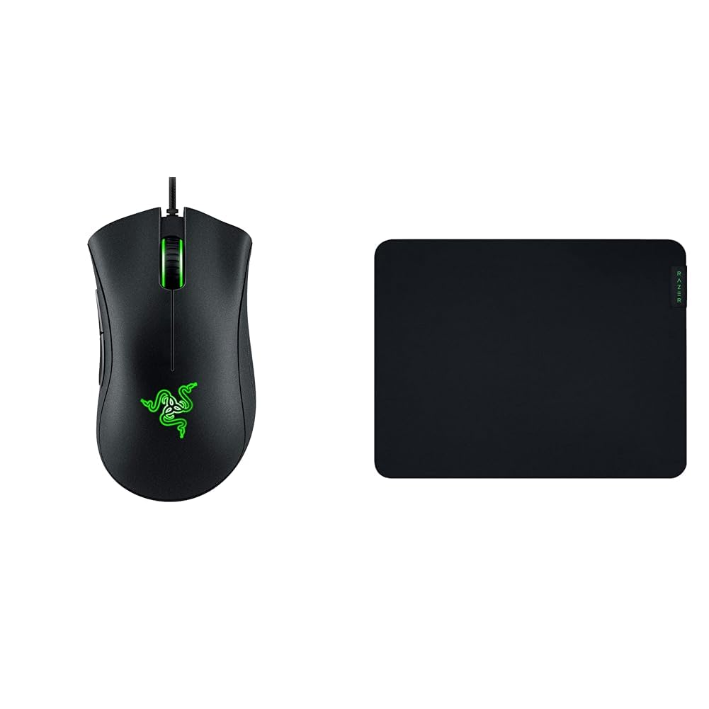 Razer DeathAdder Essential (2021) - Essentielle Gaming-Maus, Schwarz & Gigantus V2 Medium - Weiches Gaming-Mauspad für schnelle Spielstile und optimale Kontrolle, 360 x 275 x 3mm - Schwarz