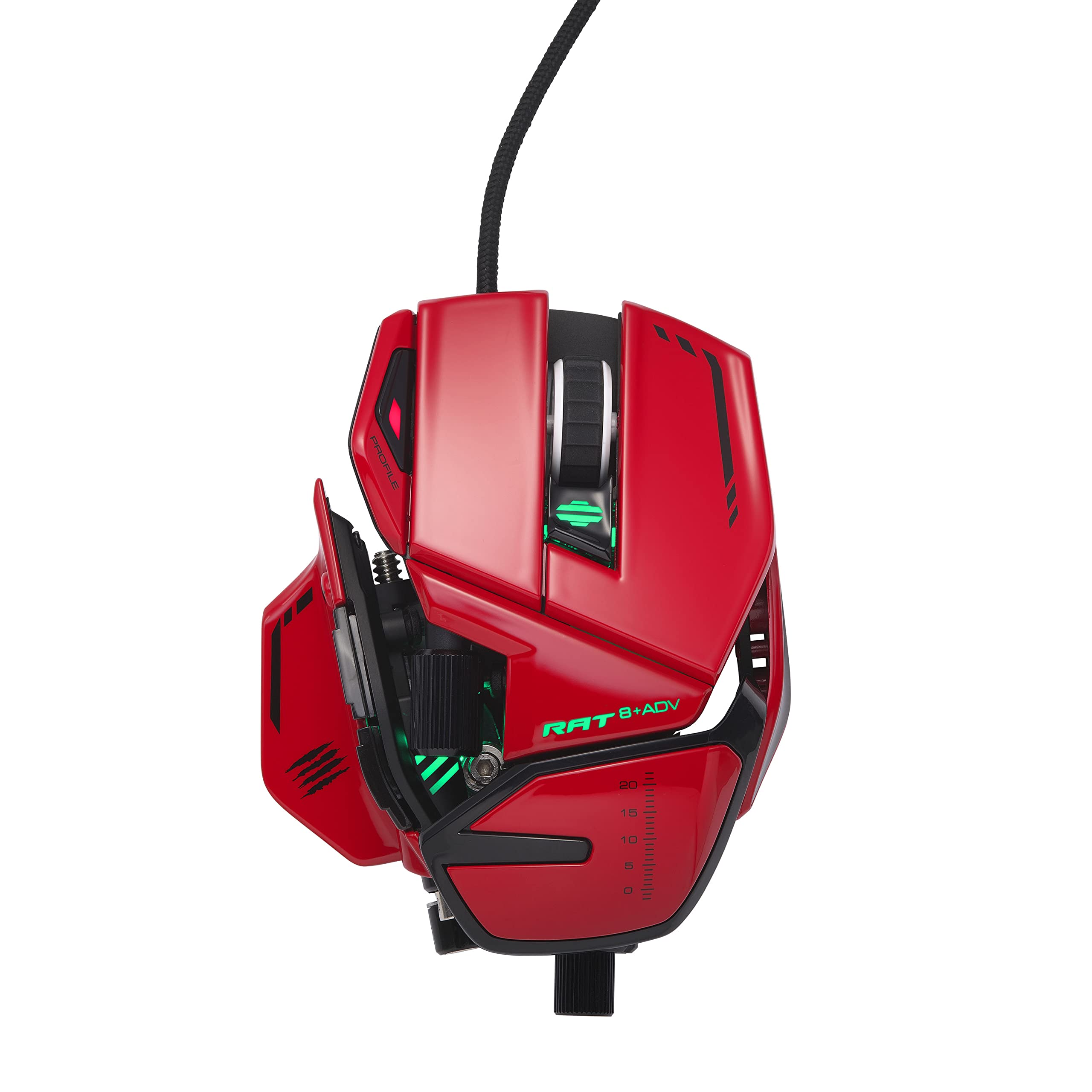 Mad Catz R.A.T. 8+ ADV voll verstellbare kabelgebundene Gaming-Maus – Metallbasis – 20.000 DPI – 11 programmierbare Tasten – 4 Benutzerprofile direkt gespeichert – RGB-LED anpassen, stimmbares
