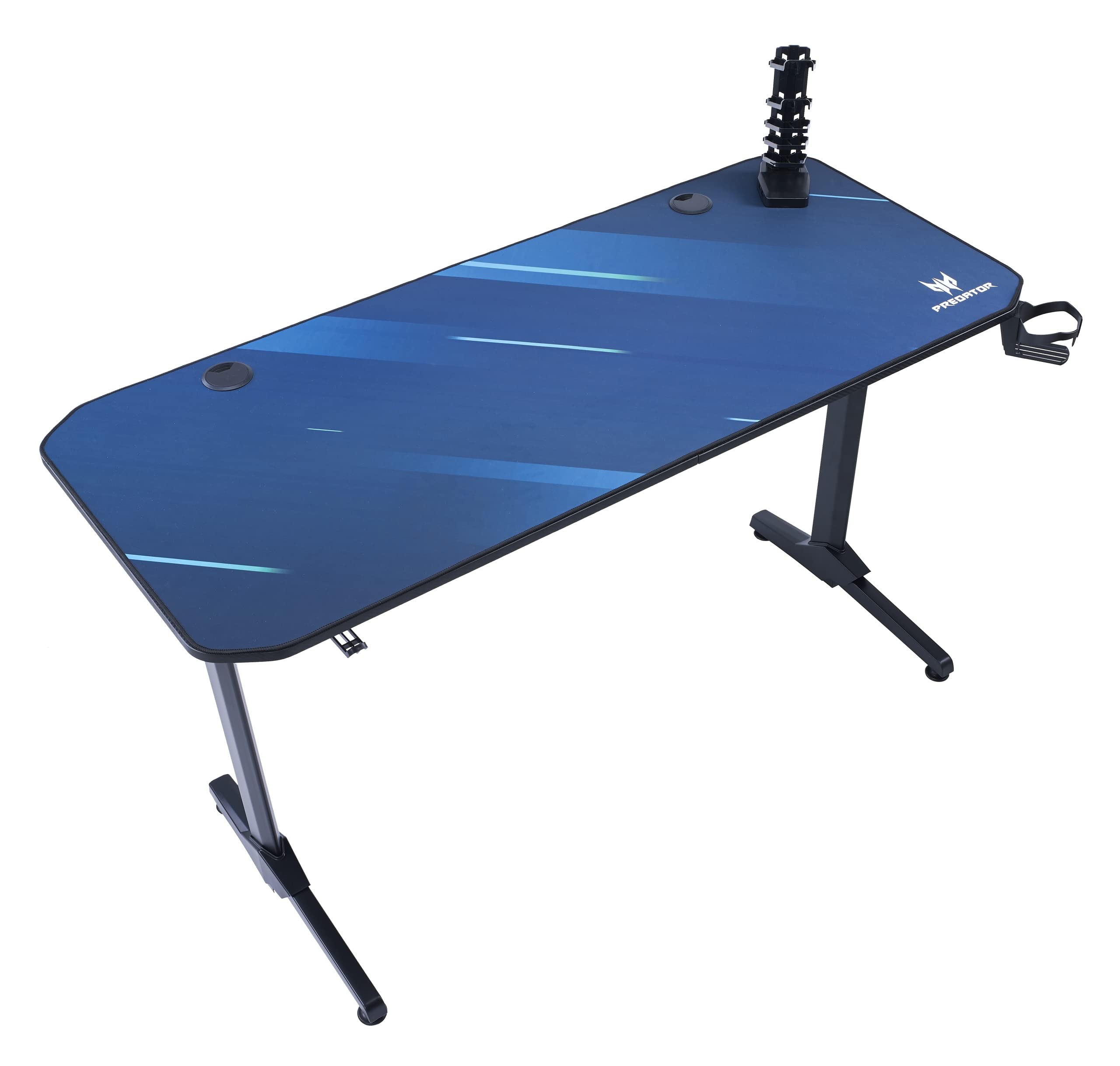 acer Predator Gaming Tisch 140 x 60 cm - Gaming Schreibtisch mit Mauspadbezug, Ablage für Gamepads, Zwei Kabelführungen, Headset- und Getränkehalter, GP.OTH11.03L