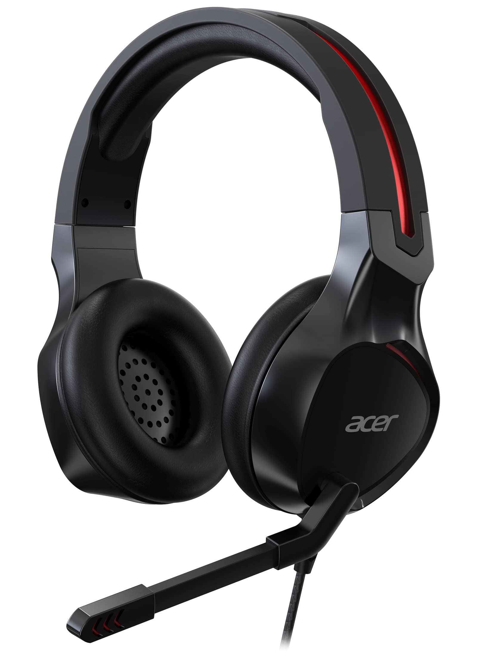Acer Nitro Gaming Headset (anpassbares Kopfband, omnidirektionales Mikrofon, 100 dB Empfindlichkeit) schwarz-rot