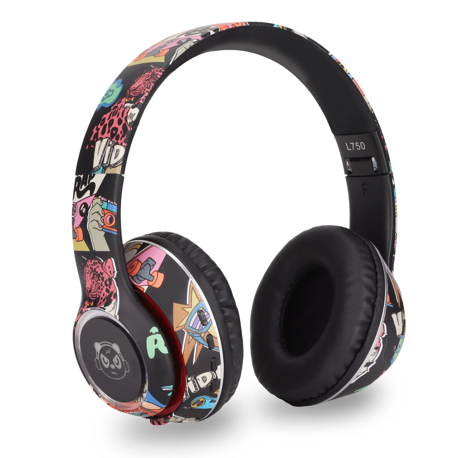Gaming-Headset, Kabelloses HiFi-Stereo-Bluetooth-Headset mit Bunten LED-Lichtern, Coolem Buntem Graffiti-Aussehen, Unterstützung von BT, Speicherkarte, AUX-Player, für Smartphone-Tablet-Computer