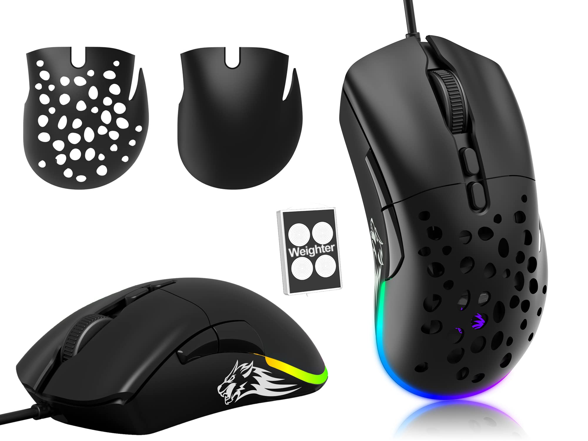 Mäuse D19 Wired Gaming Maus für Laptop, programmierbare Hintergrundbeleuchtung Maus 7 -Tasten, Mausspiele, 12.000 DPI einstellbar, für Windows Mac/MacBook Pro/Air/HP/Huawei/Samsung