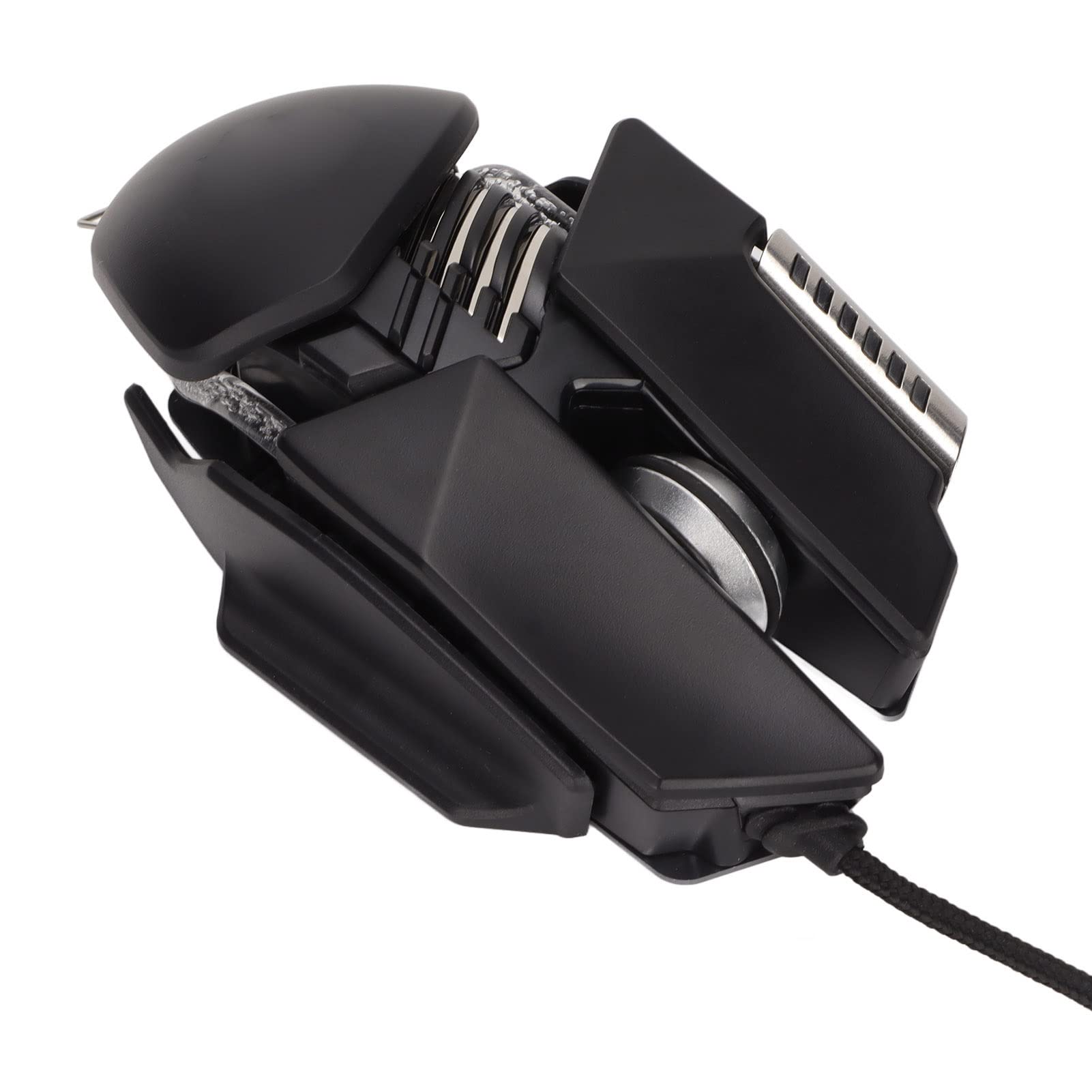 Gaming-Maus, 12800 DPI Einziehbare Anpassung Wassergekühlter RGB-Lichteffekt Kabelgebundene Maus Galvanisierte Walzen Basis aus gebürstetem Metall PC-Gaming-Mäuse mit Basis-DPI-Zyklusschlüssel