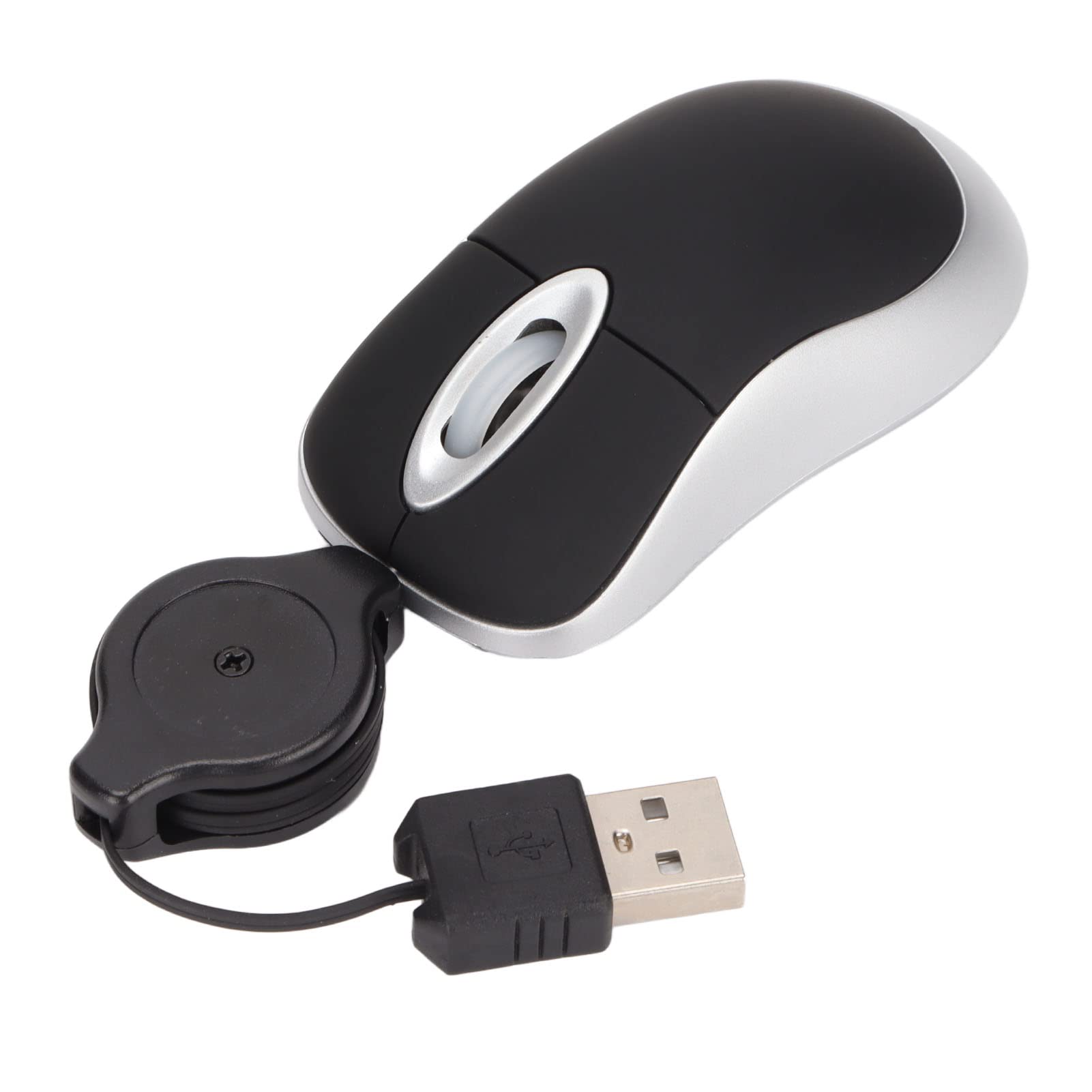 Kabelgebundene USB-Maus, 68 cm Einziehbares Kabel, Tragbare Maus für Computer und Laptops, Kompakte Reisemaus, Verstellbare Kabelmaus