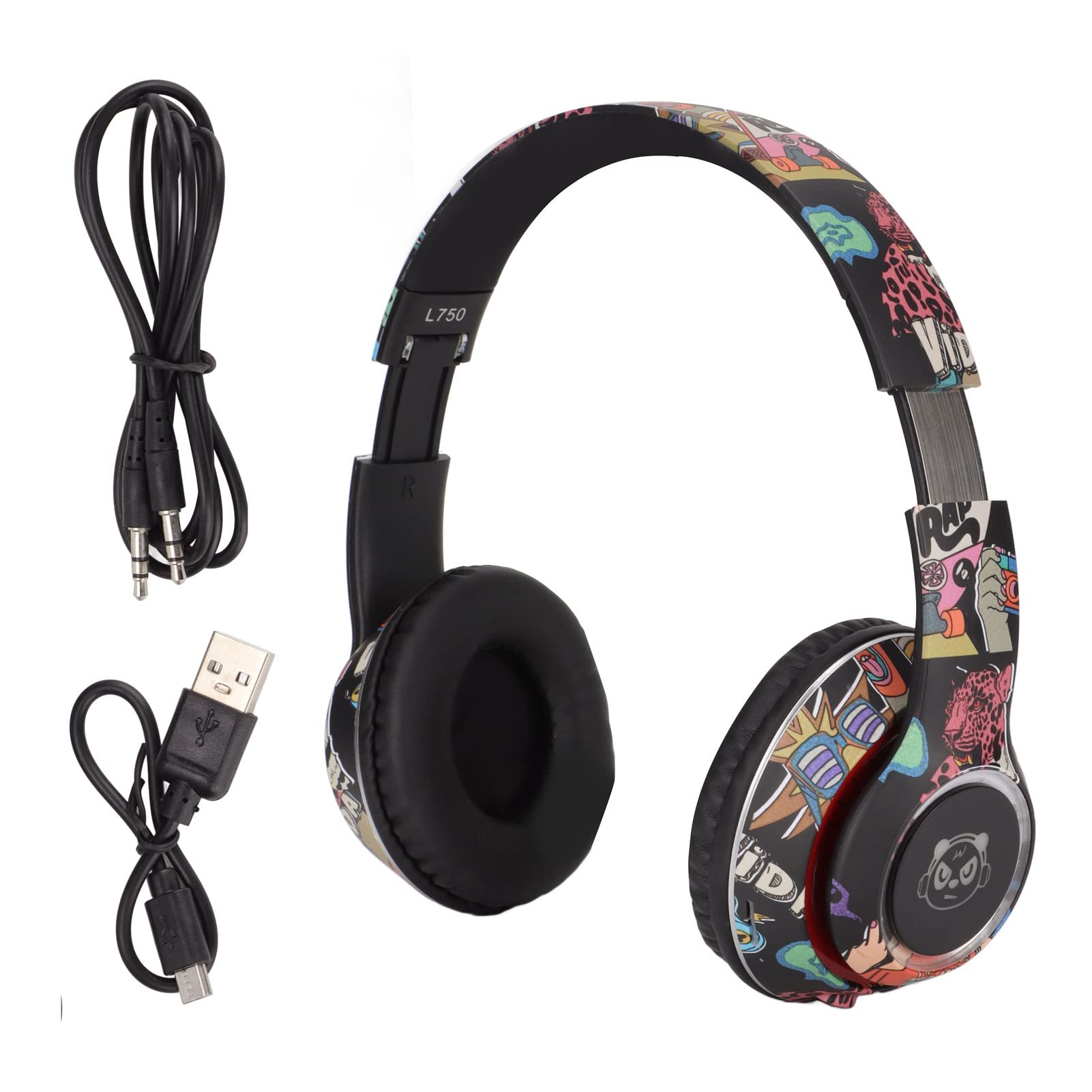 Yoidesu Over-Ear-Kopfhörer, Schwarzes Bluetooth 5.1-HiFi-Soundqualität-Gaming-Headset, Geringere Leistung, Bunte Lichter, Computerkopfhörer