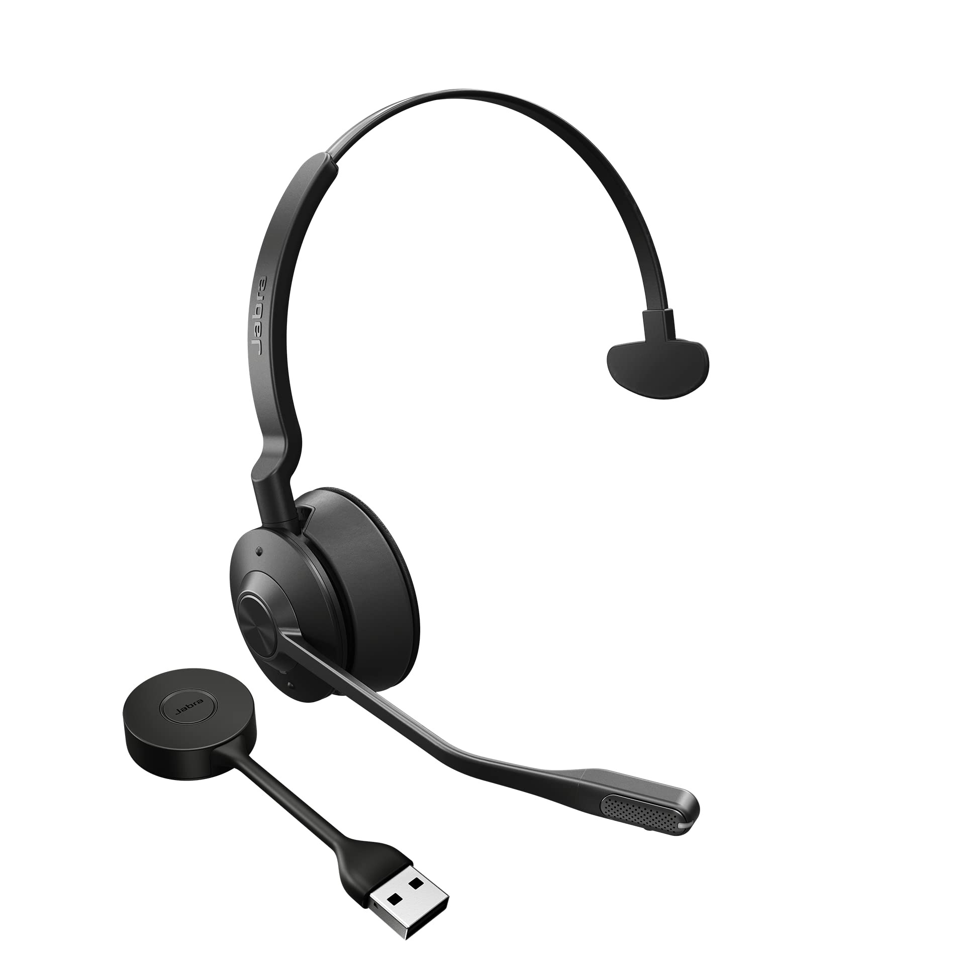 Jabra Engage 55 Schnurloses Mono Headset mit Link 400 USB-A DECT-Adapter - Mikrofon mit Geräuschunterdrückung, umfangreiche Reichweite - Für Google Meet und Zoom Zertifiziert - Schwarz