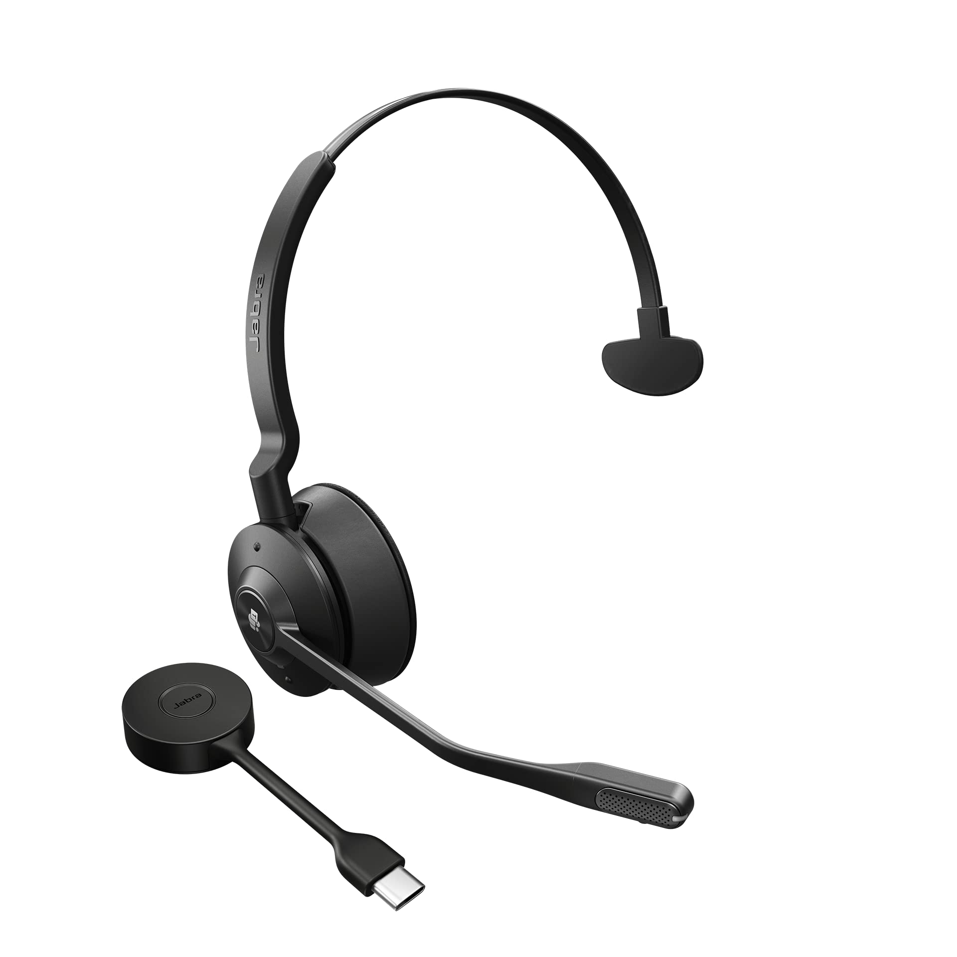 Jabra Engage 55 Schnurloses Mono Headset mit Link 400 USB-C DECT-Adapter - Mikrofon mit Geräuschunterdrückung, umfangreiche Reichweite, Gehörschutz - Für MS Teams Zertifiziert - Schwarz