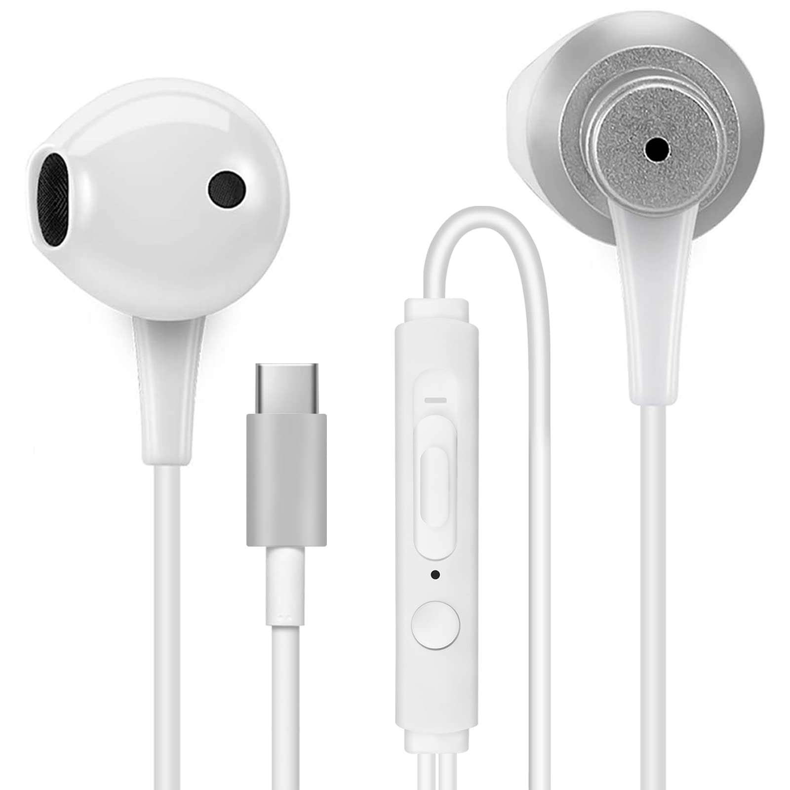 MAS CARNEY Kopfhörer USB C Kabelkopfhörer USBC TH4, In-Ear-Ohrhörer mit Mikrofon für iPhone 17 16 15 Pro Max, Samsung S26 S25 A16 A17 A56, Google Pixel und andere Smartphones mit Typ-C-Schnittstelle