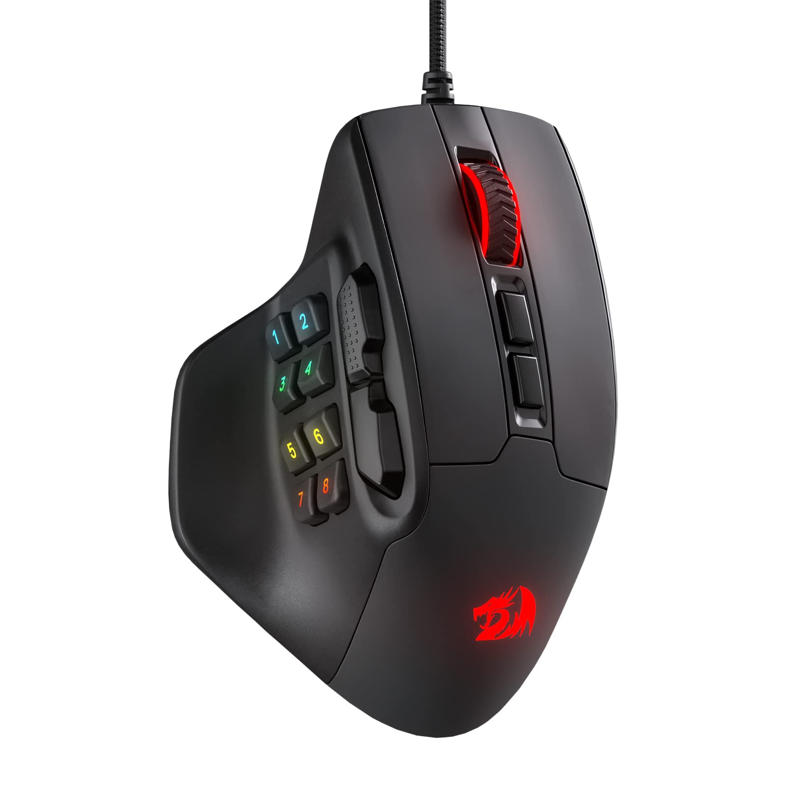 Redragon M811 Aatrox MMO Gaming Maus, 15 programmierbare Tasten kabelgebundene RGB Maus mit ergonomischem Griff, 10 seitliche Makrotasten, Software unterstützt & Hintergrundbeleuchtung
