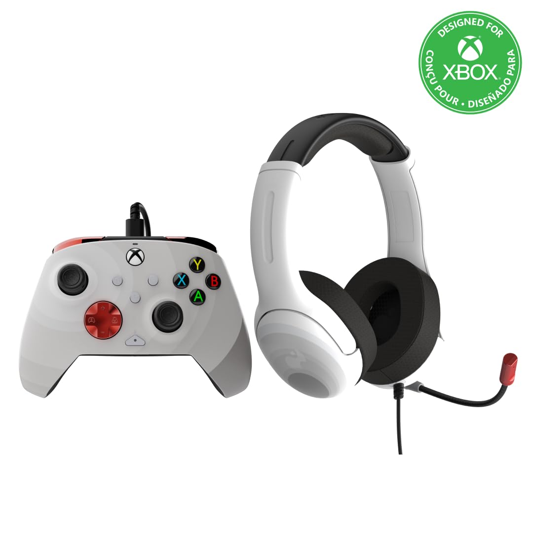 PDP XBX BUNDLE Rematch CONTROLLER and Airlite verkabelt Kopfhörer Radial weiß für Xbox Series X|S, Xbox One, Offiziell Lizenziert