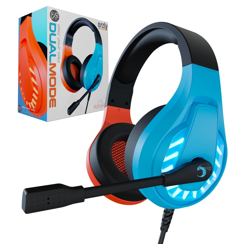 Orzly Gaming-Headset für PC und Spielekonsolen PS5, PS4, Xbox Series X | S, Xbox One, Nintendo Switch und Google Stadia Stereo-Sound mit Mikrofon mit Geräuschunterdrückung – RXH-30 Tanami Edition