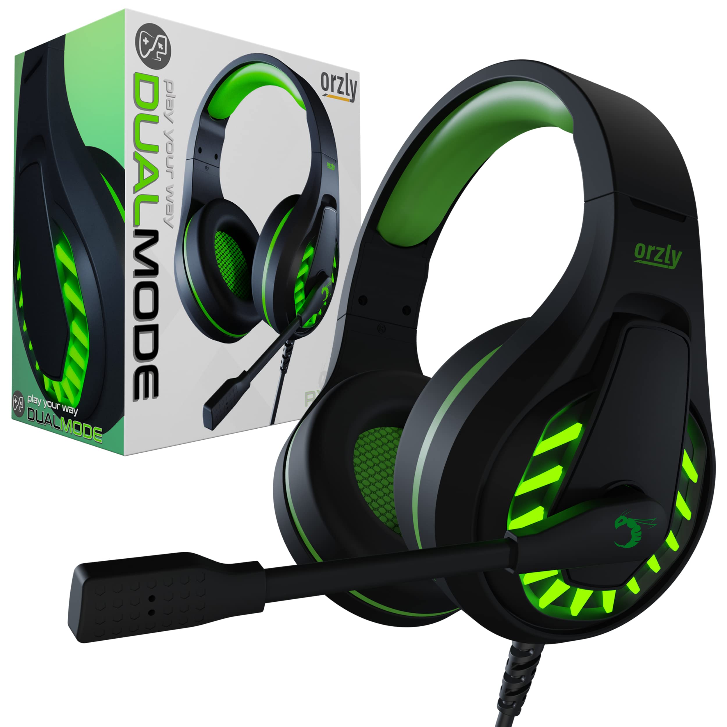Orzly Gaming-Headset für PC und Spielekonsolen, kompatibel mit PS5, PS4, Xbox Series X | S, Xbox One, Switch und Steam Deck mit Geräuschunterdrückung – RXH-30 Sagano Edition