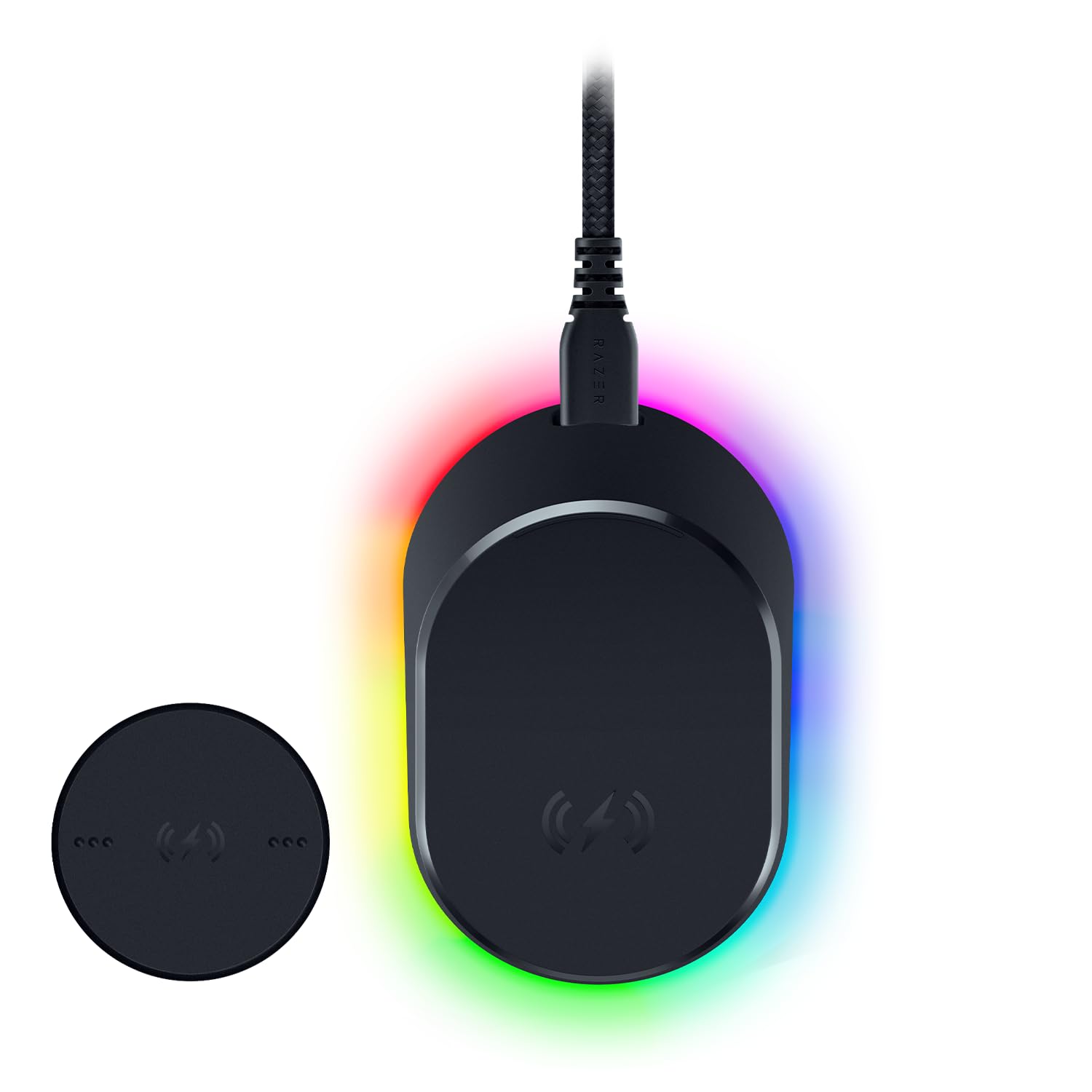 Razer Mouse Dock Pro & Charging Puck - Magnetische drahtlose Ladestation & Akku (Hyperspeed 4K Hz, 8 RGB Chroma Beleuchtung & Modul für kompatible Mäuse) Schwarz