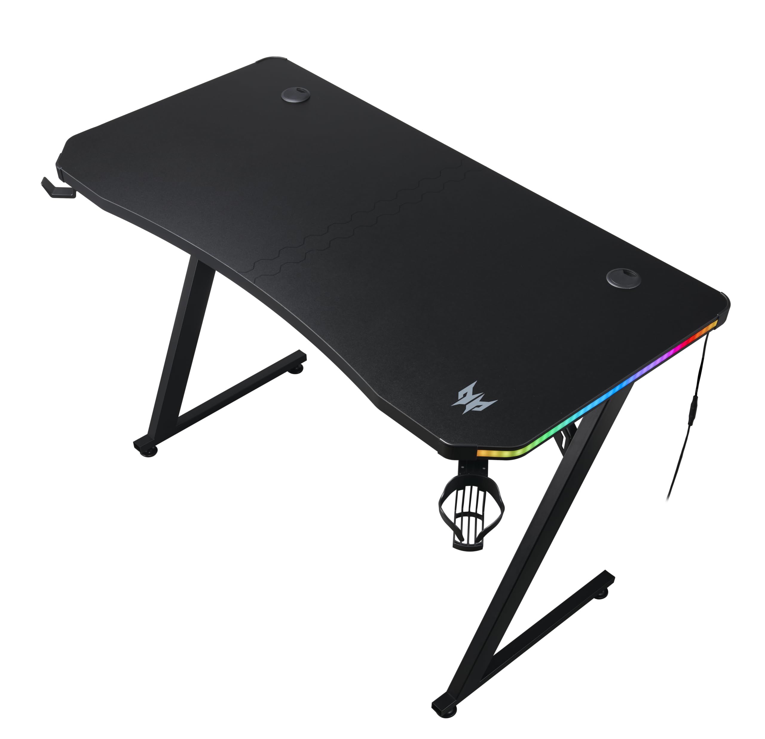 Predator Acer, Rift RGB Gaming-Schreibtisch, RGB-Lichtleisten mit 3 Beleuchtungsmodi, Headset-Haken, Getränkehalter, 2 Kabelführungen, Schwarz