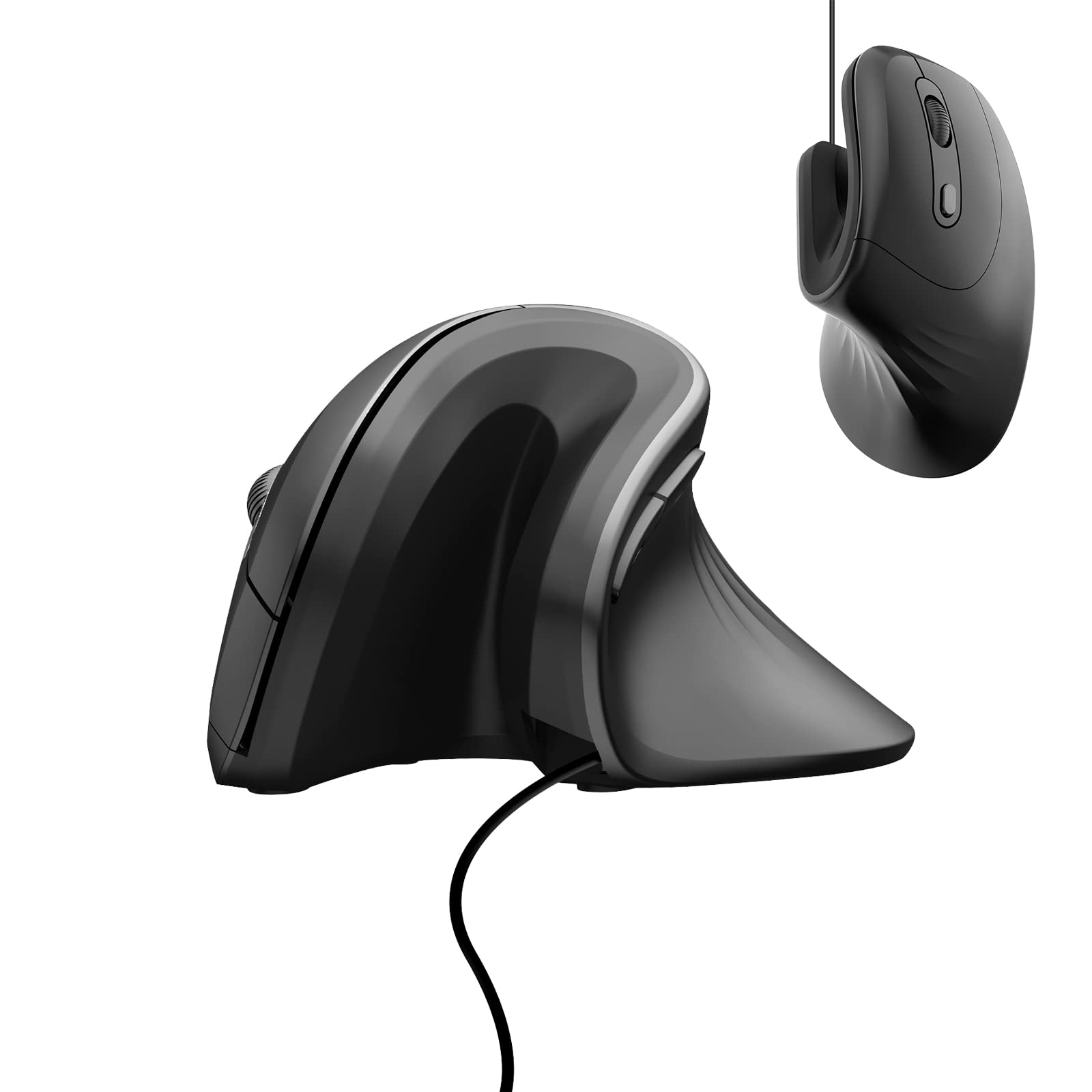 Super Space Vertikale kabelgebundene Maus 800/1200/2400/3200 DPI, ergonomische Computermaus mit 6 Tasten, kabelgebundene Gaming-Maus für Laptop, Desktop, PC,Schwarz, Geschenk für Männer Frauen