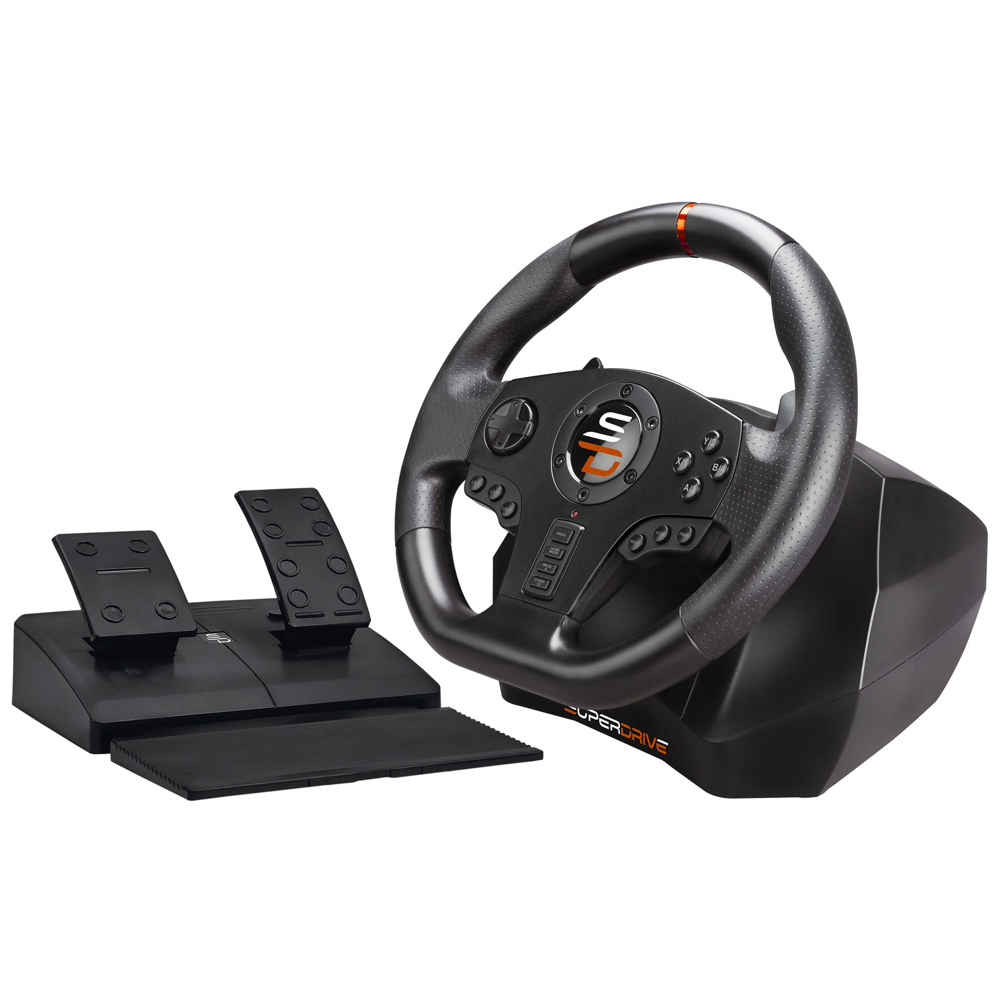 SUBSONIC Superdrive - SV710 Rennlenkrad/lenkrad mit Fußpedalen, Schaltwippen und Vibration - PC-kompatibel (programmierbar für alle Spiele)